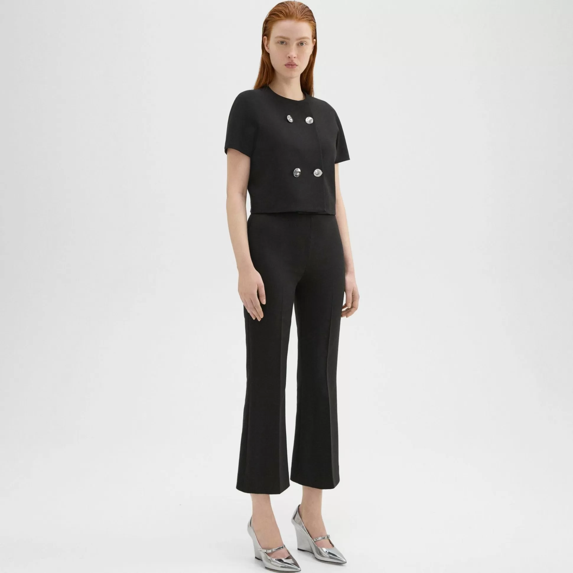 Theory Cropped Kick Pant In Double Weave-Women Suits | Pants