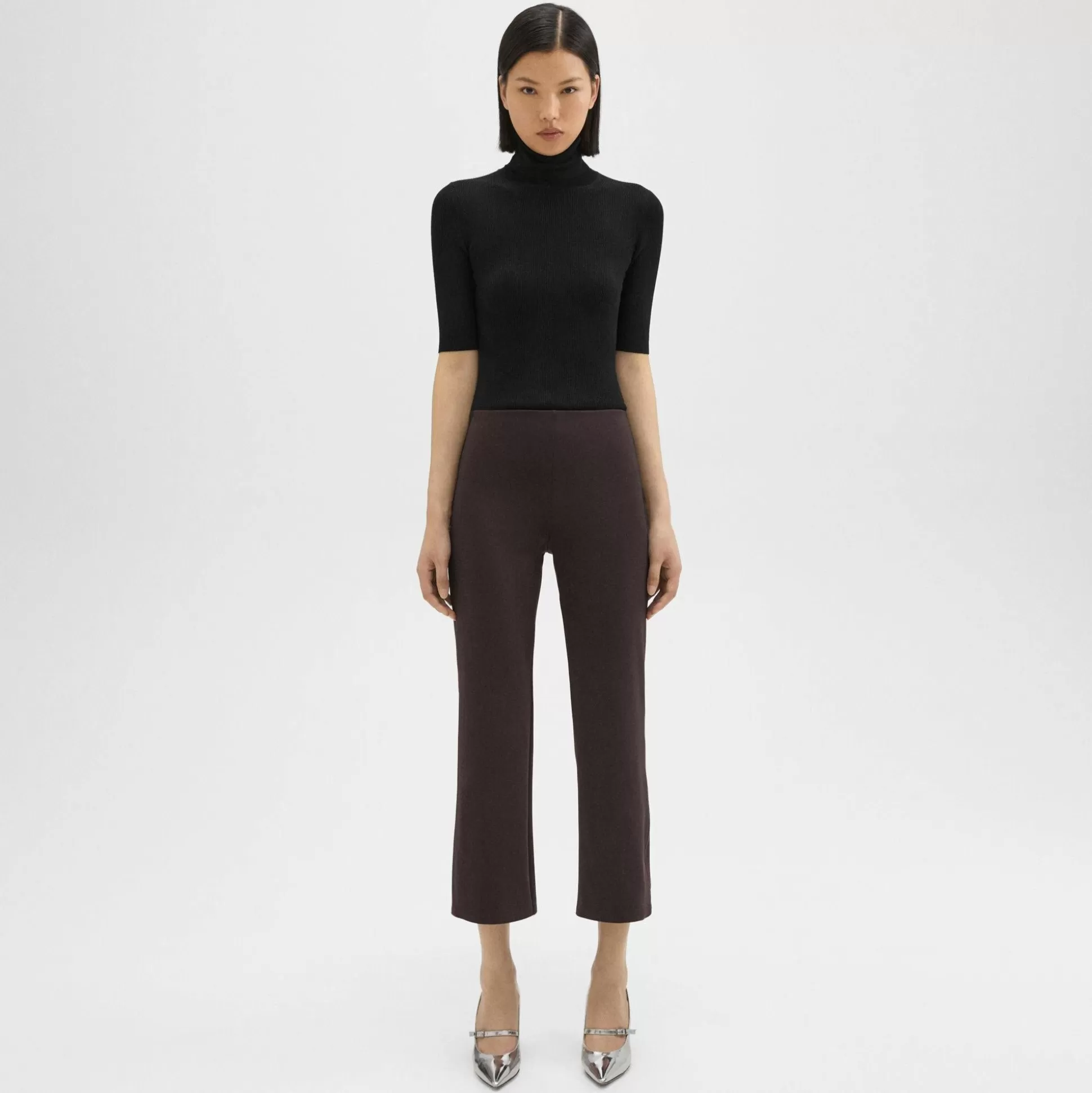 Theory Cropped Kick Pant In Scuba-Women Pants