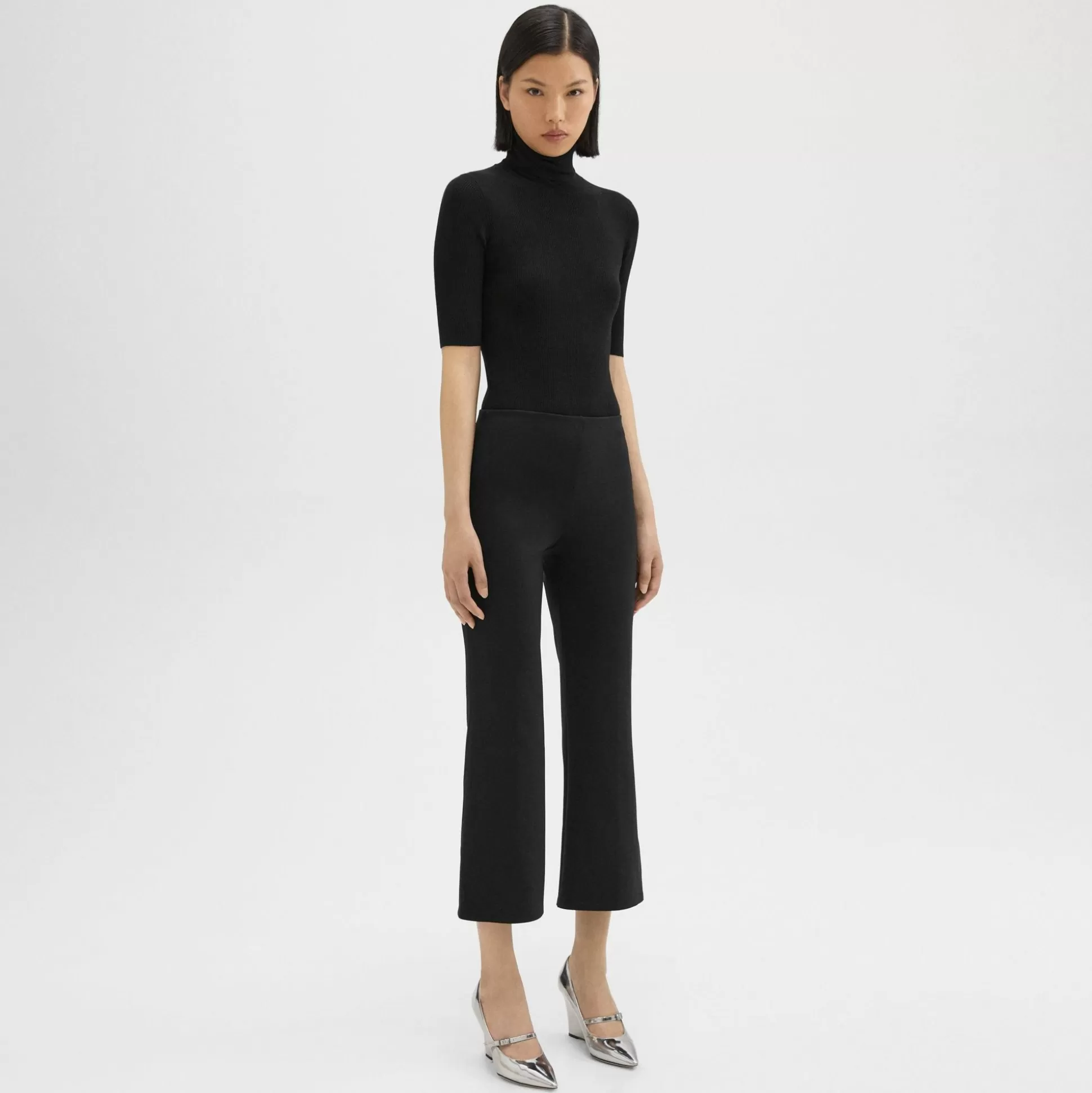 Theory Cropped Kick Pant In Scuba-Women Pants