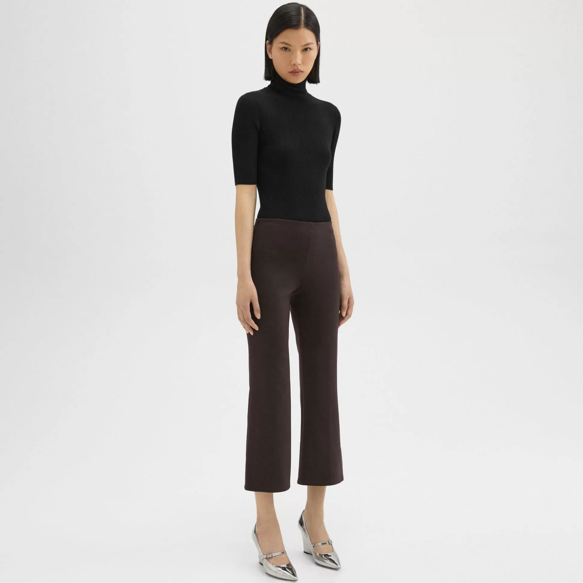 Theory Cropped Kick Pant In Scuba-Women Pants