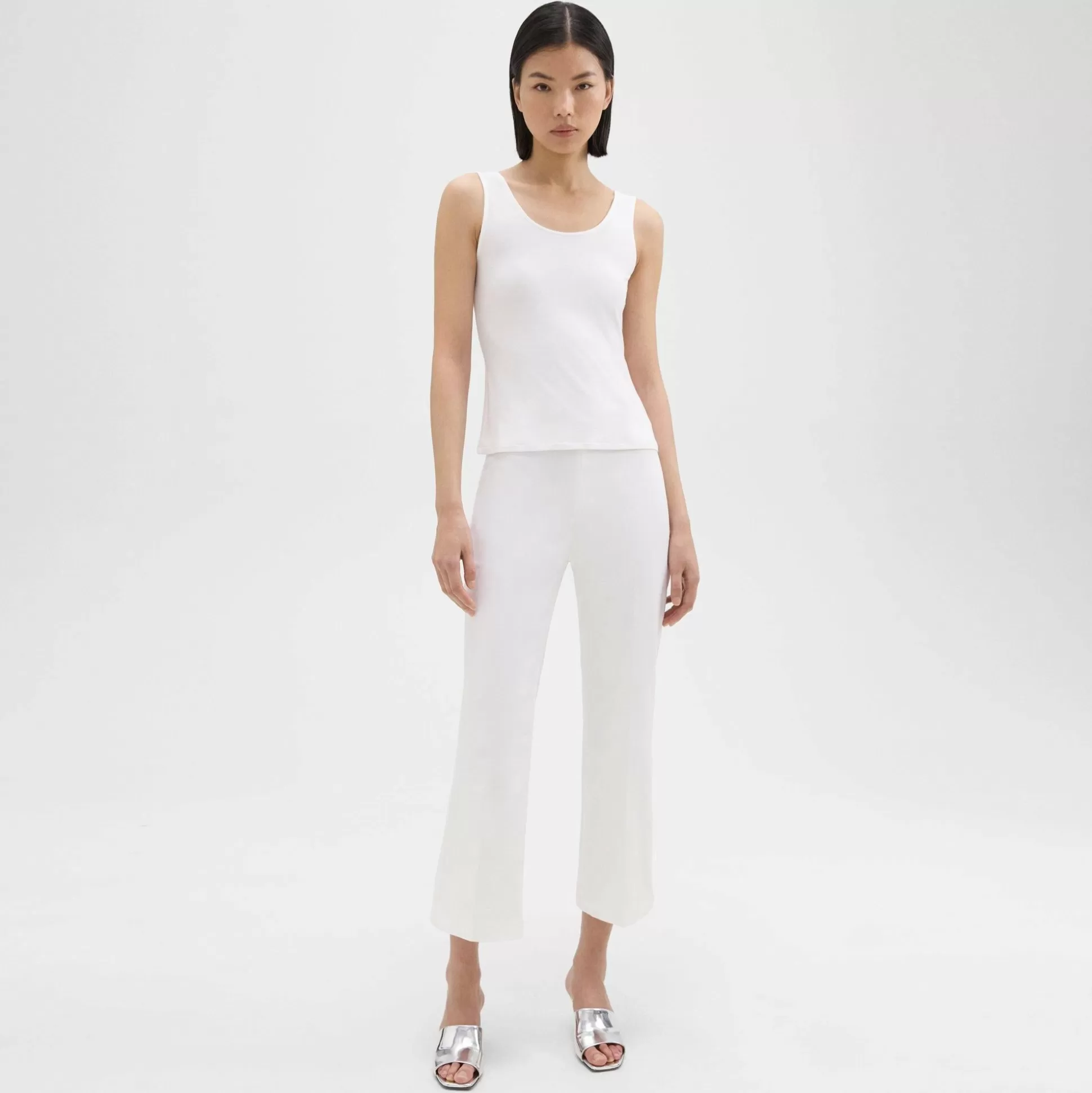 Theory Cropped Kick Pant In Stretch Cotton-Blend-Women Pants