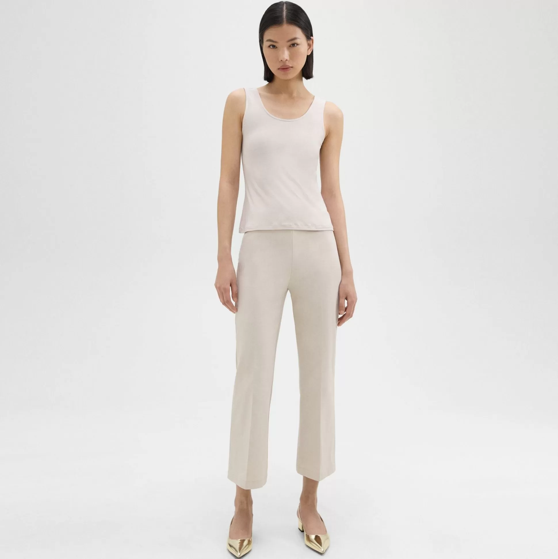 Theory Cropped Kick Pant In Stretch Cotton-Blend-Women Pants