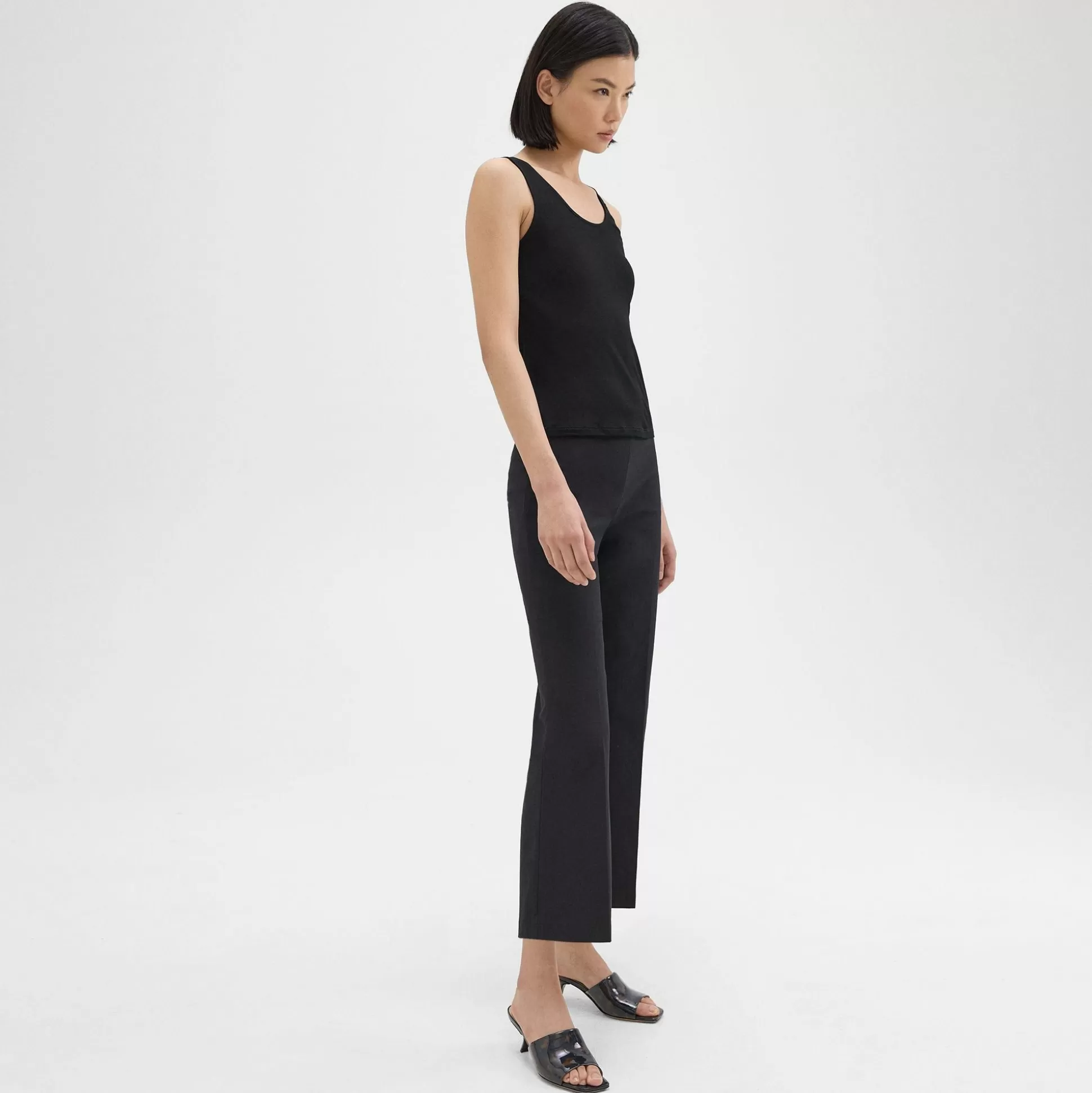 Theory Cropped Kick Pant In Stretch Cotton-Blend-Women Pants