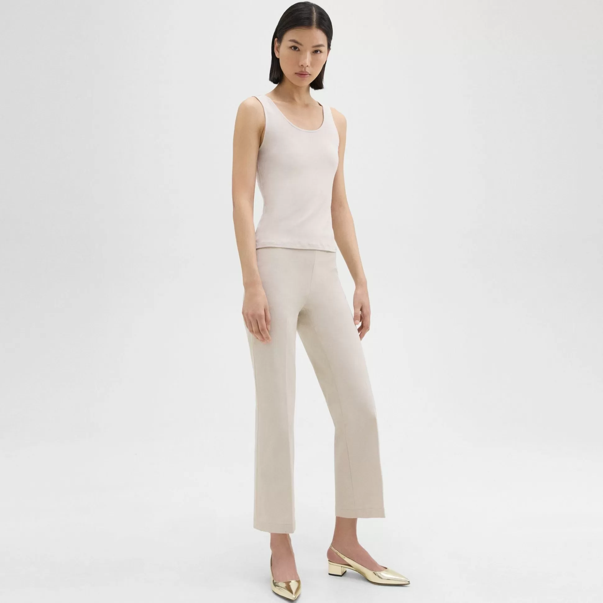 Theory Cropped Kick Pant In Stretch Cotton-Blend-Women Pants