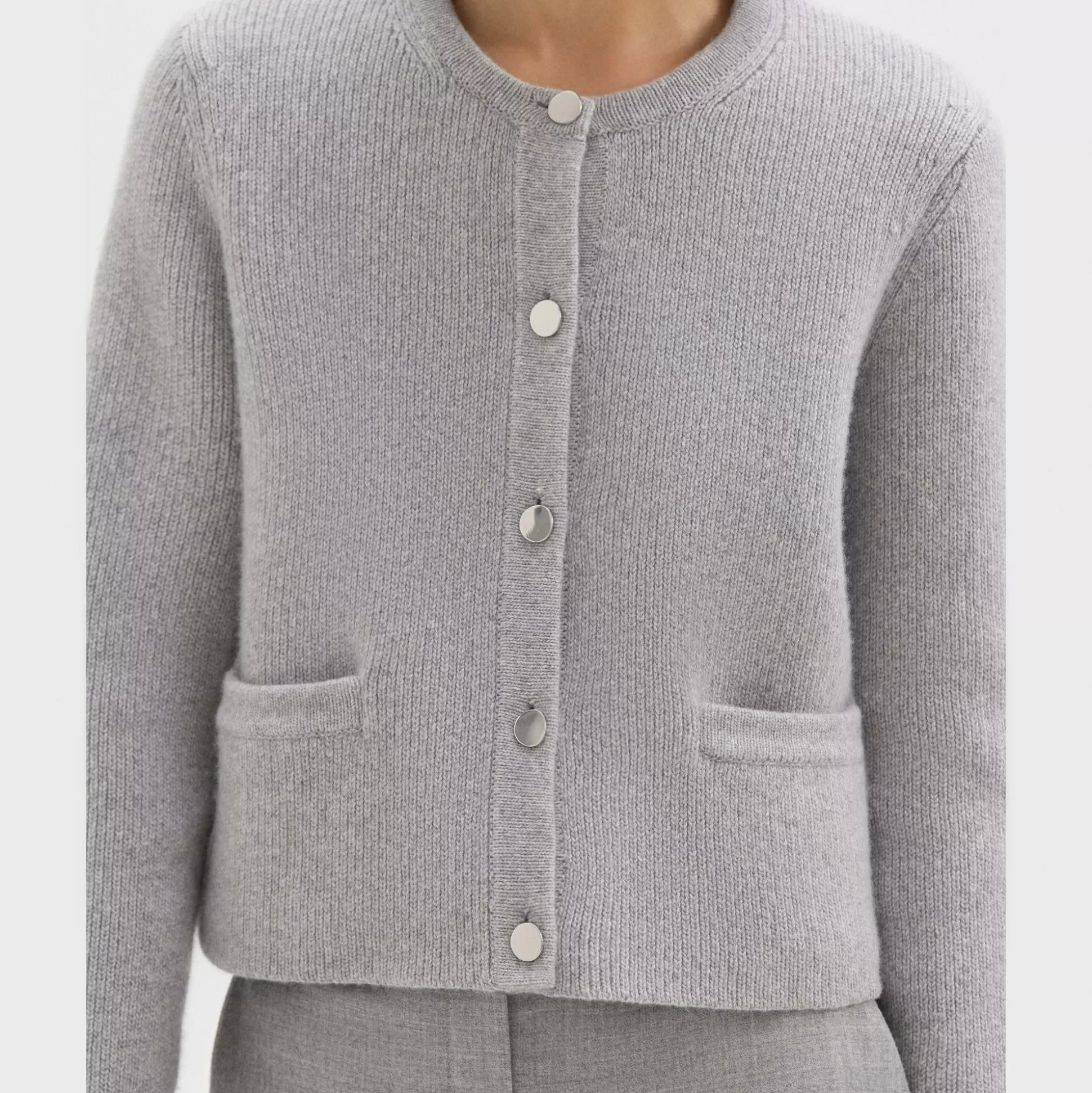 Theory Cropped Knit Jacket In Felted Wool-Cashmere-Women Sweaters + Cardigans