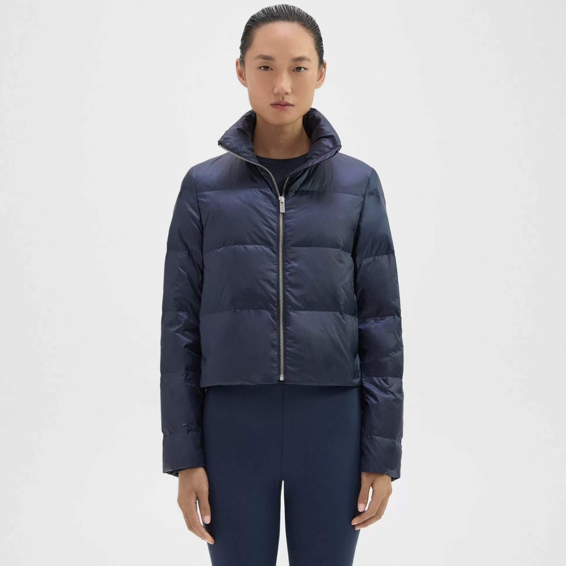 Theory Cropped Puffer Jacket In Recycled Nylon-Women Outerwear