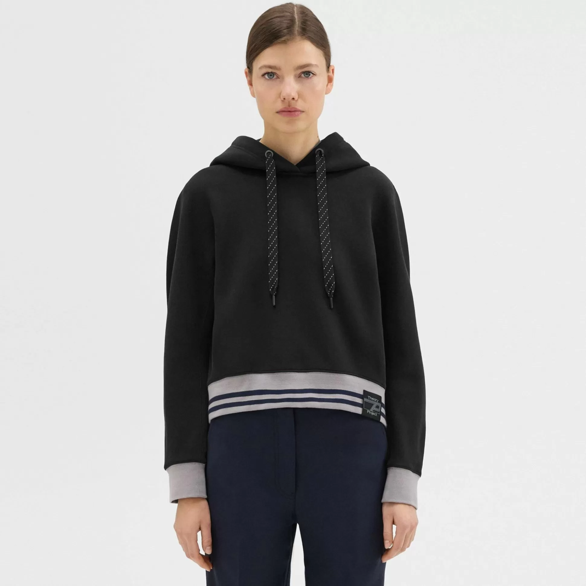 Theory Cropped Scuba Hoodie-Women T-Shirts | Sweaters + Cardigans