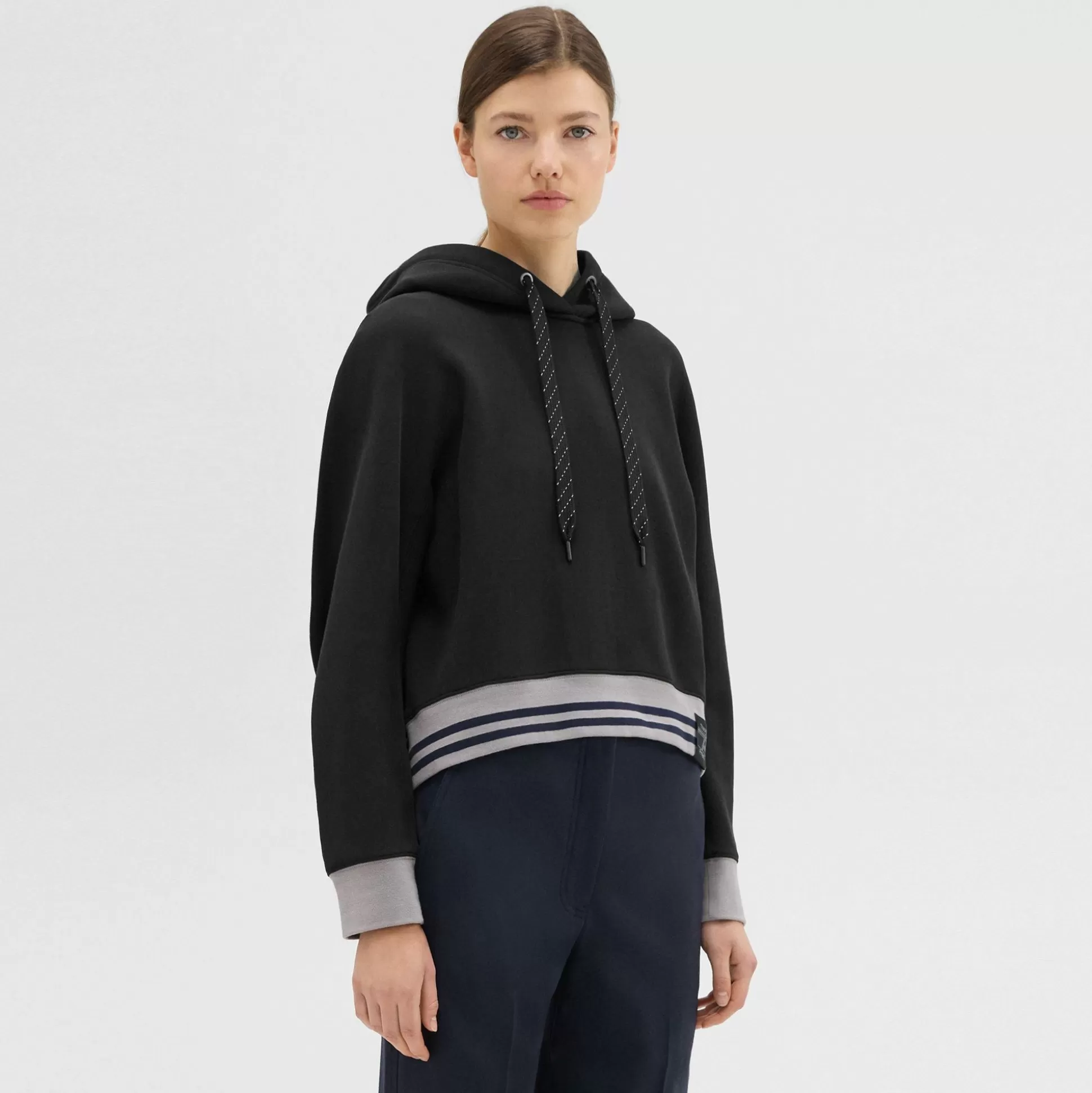 Theory Cropped Scuba Hoodie-Women T-Shirts | Sweaters + Cardigans