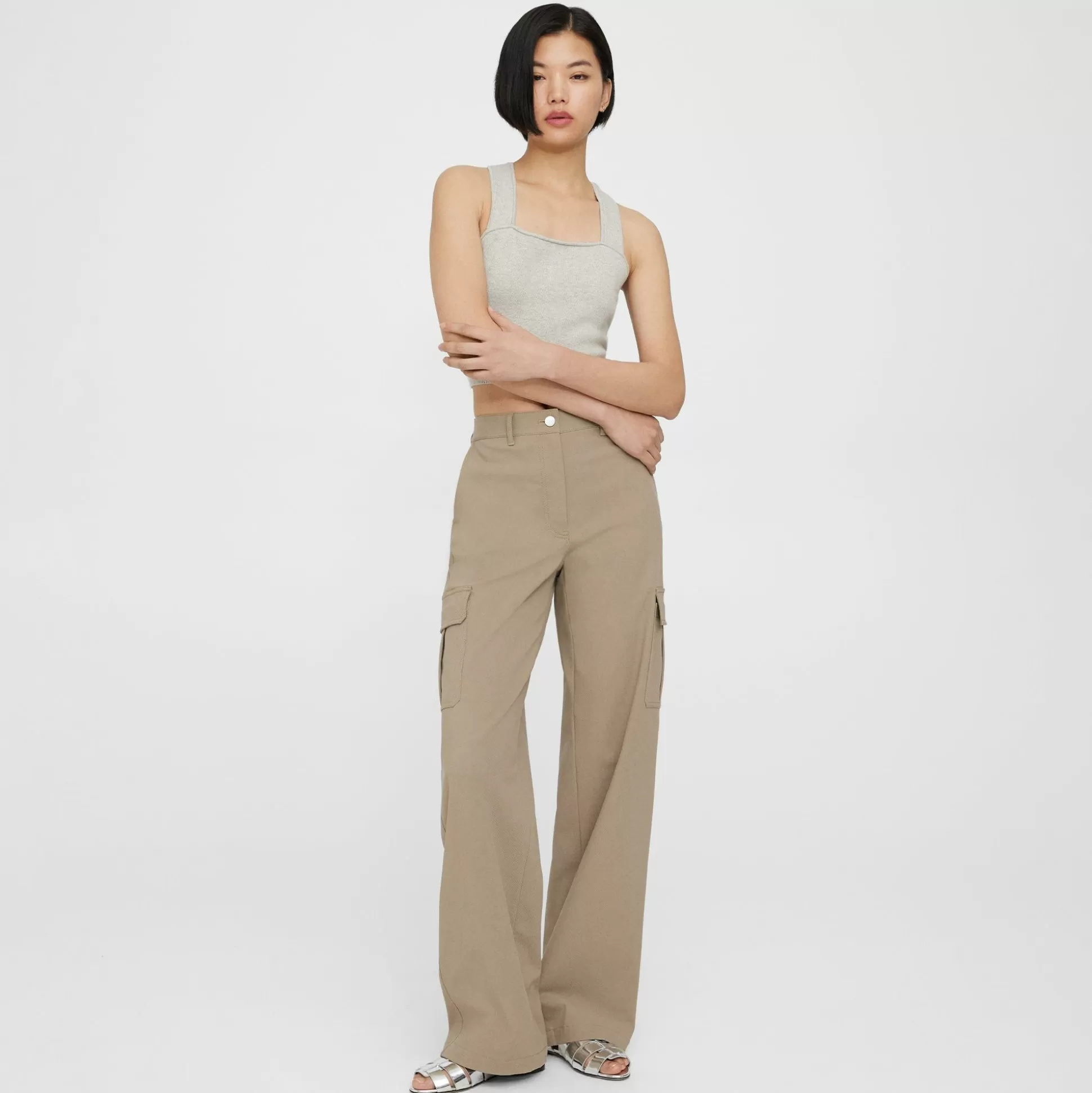 Theory Cropped Tank Top In Cotton-Cashmere-Women Sweaters + Cardigans