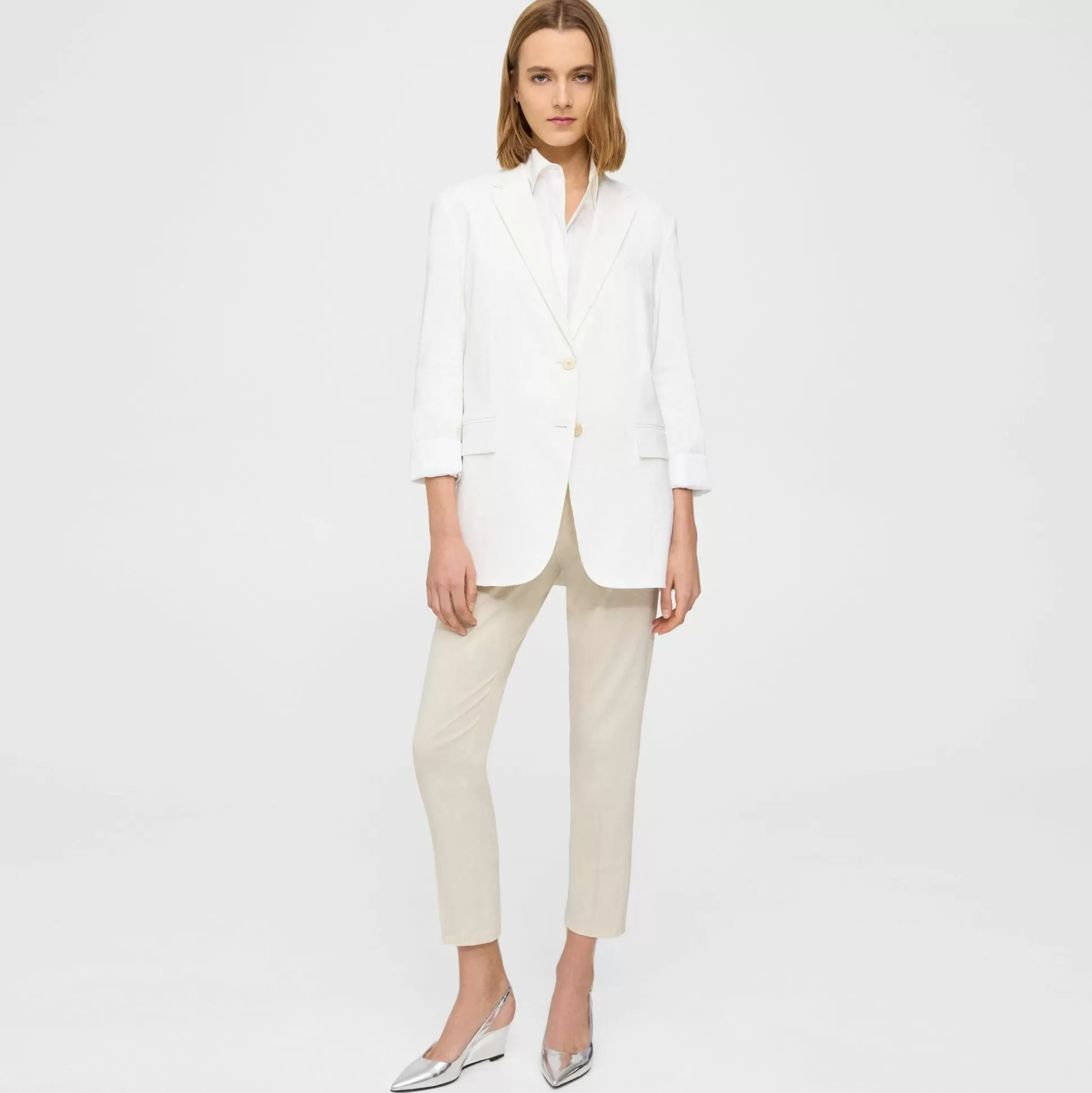 Theory Cuffed Blazer In Good Linen-Women Blazers + Jackets