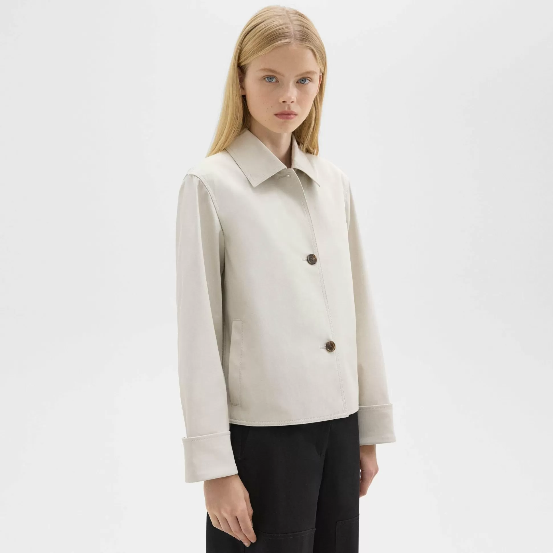 Theory Cuffed Oversize Jacket In Cotton-Blend-Women Blazers + Jackets