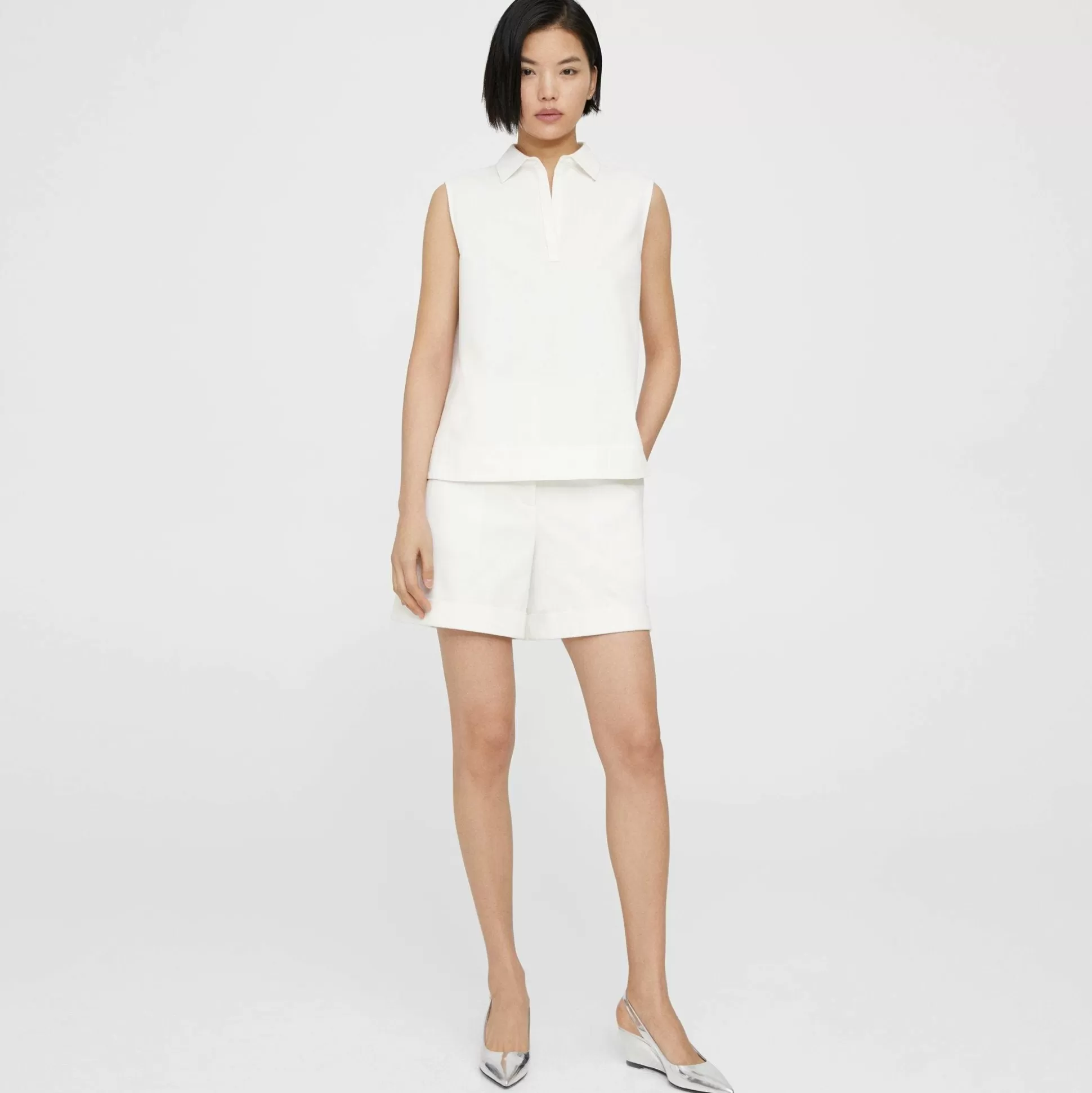 Theory Cuffed Short In Cotton Pique-Women Shorts | Pants