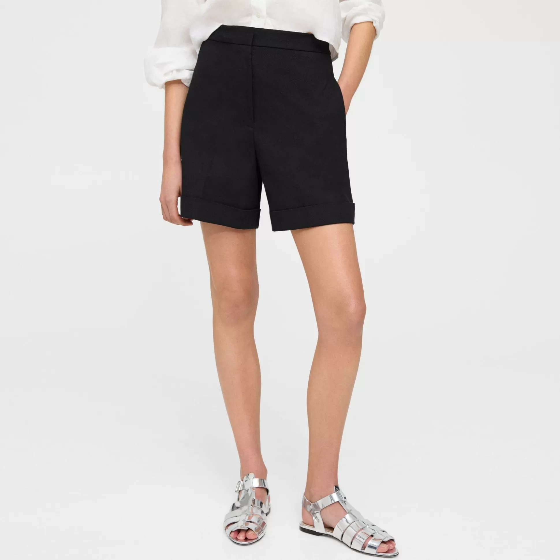 Theory Cuffed Short In Cotton Pique-Women Shorts | Pants