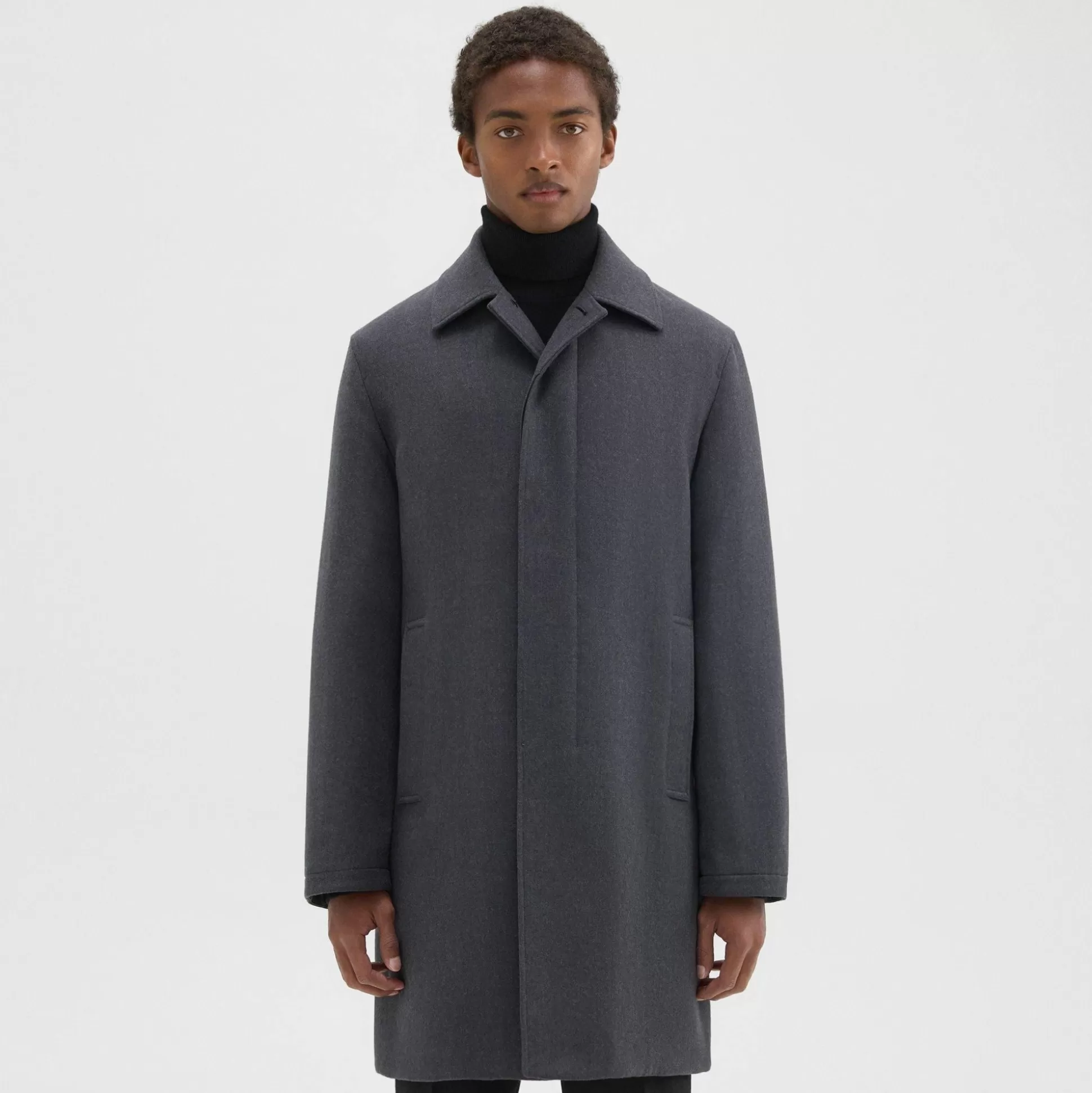 Theory Din Coat In Double-Face Wool Flannel-Men Outerwear