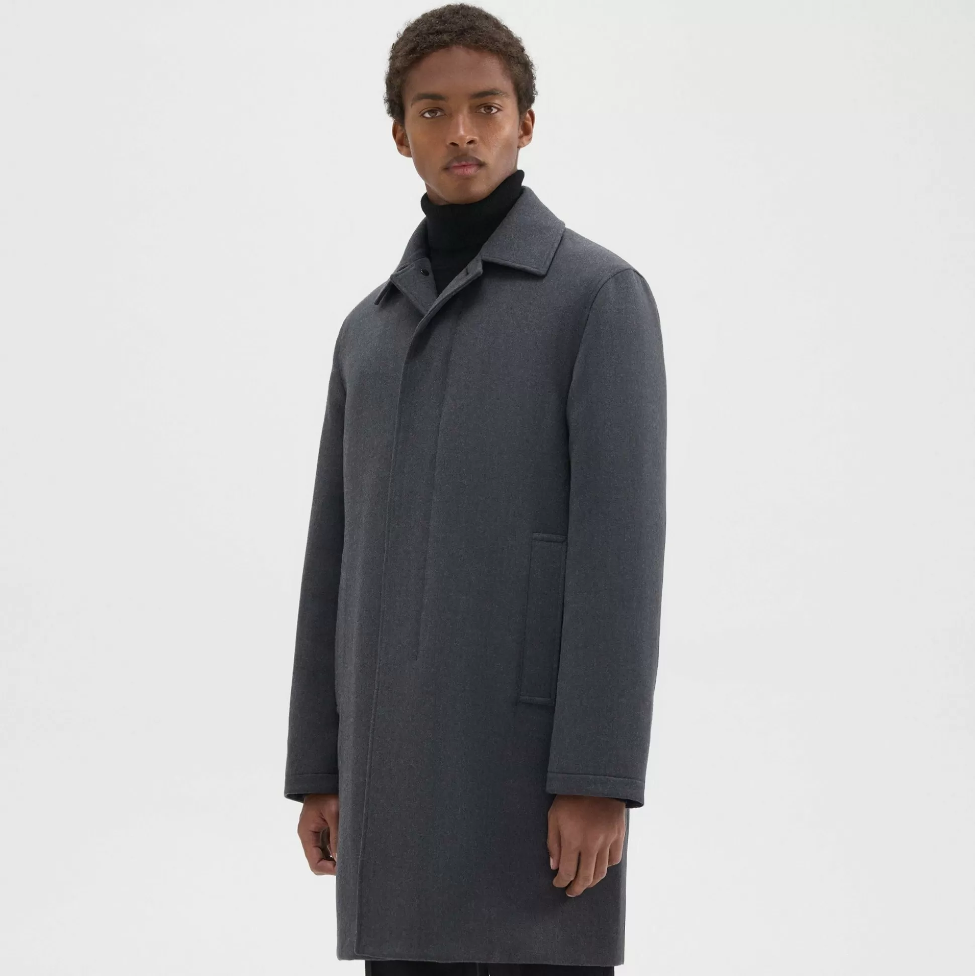 Theory Din Coat In Double-Face Wool Flannel-Men Outerwear