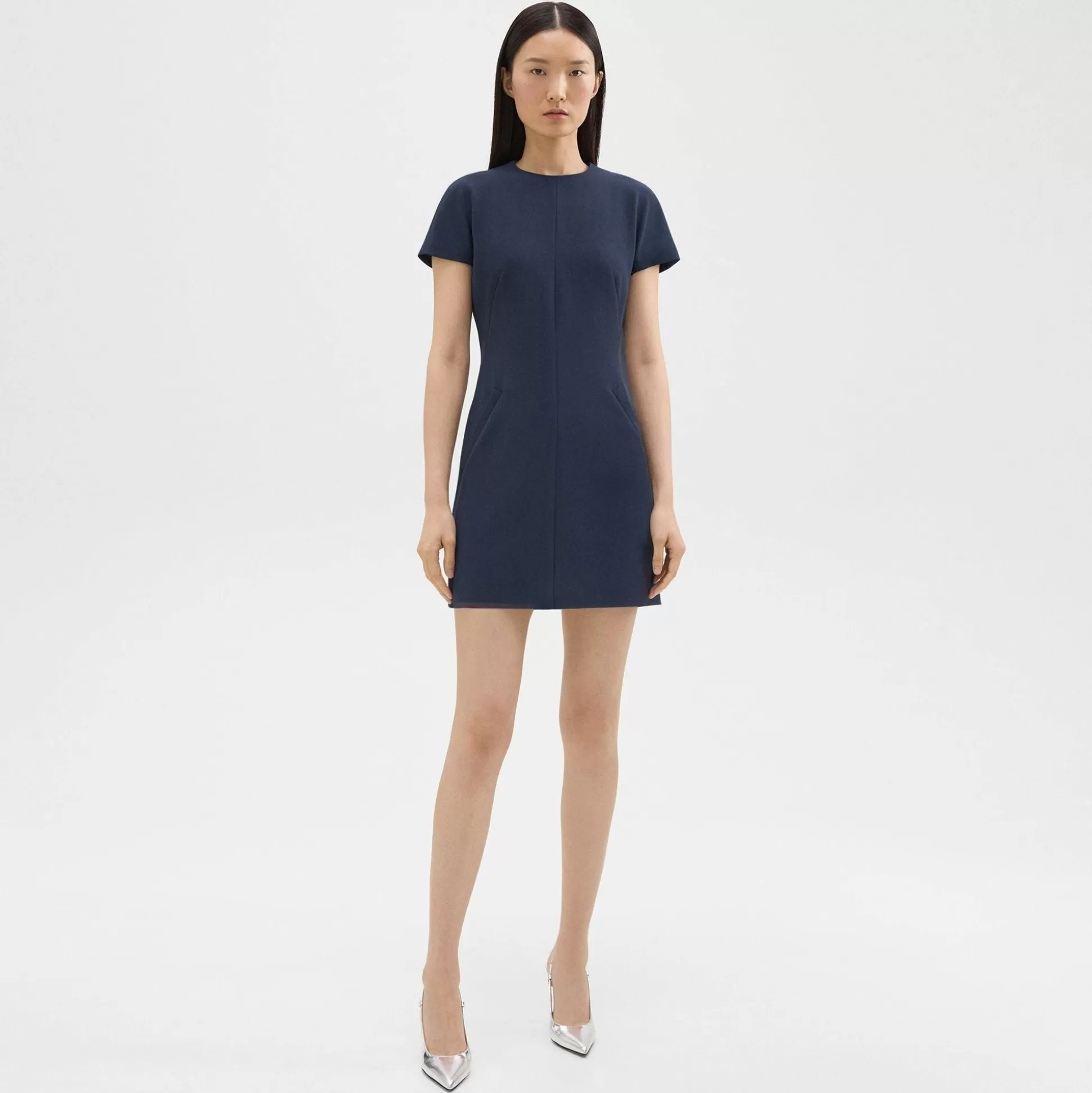 Theory Dolman Sleeve Mini Dress In Admiral Crepe-Women Dresses