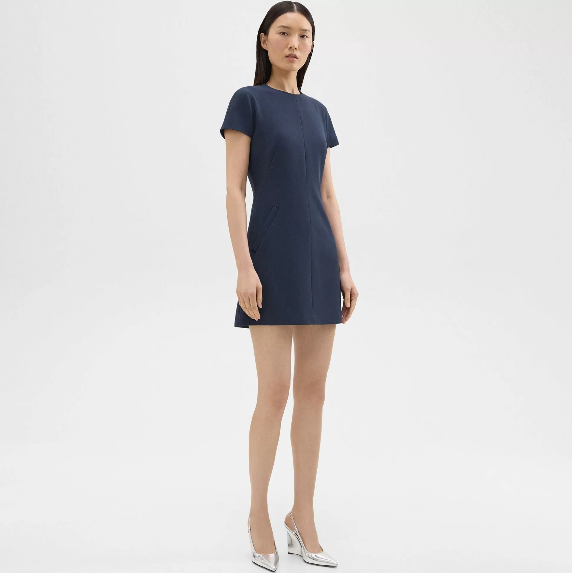 Theory Dolman Sleeve Mini Dress In Admiral Crepe-Women Dresses