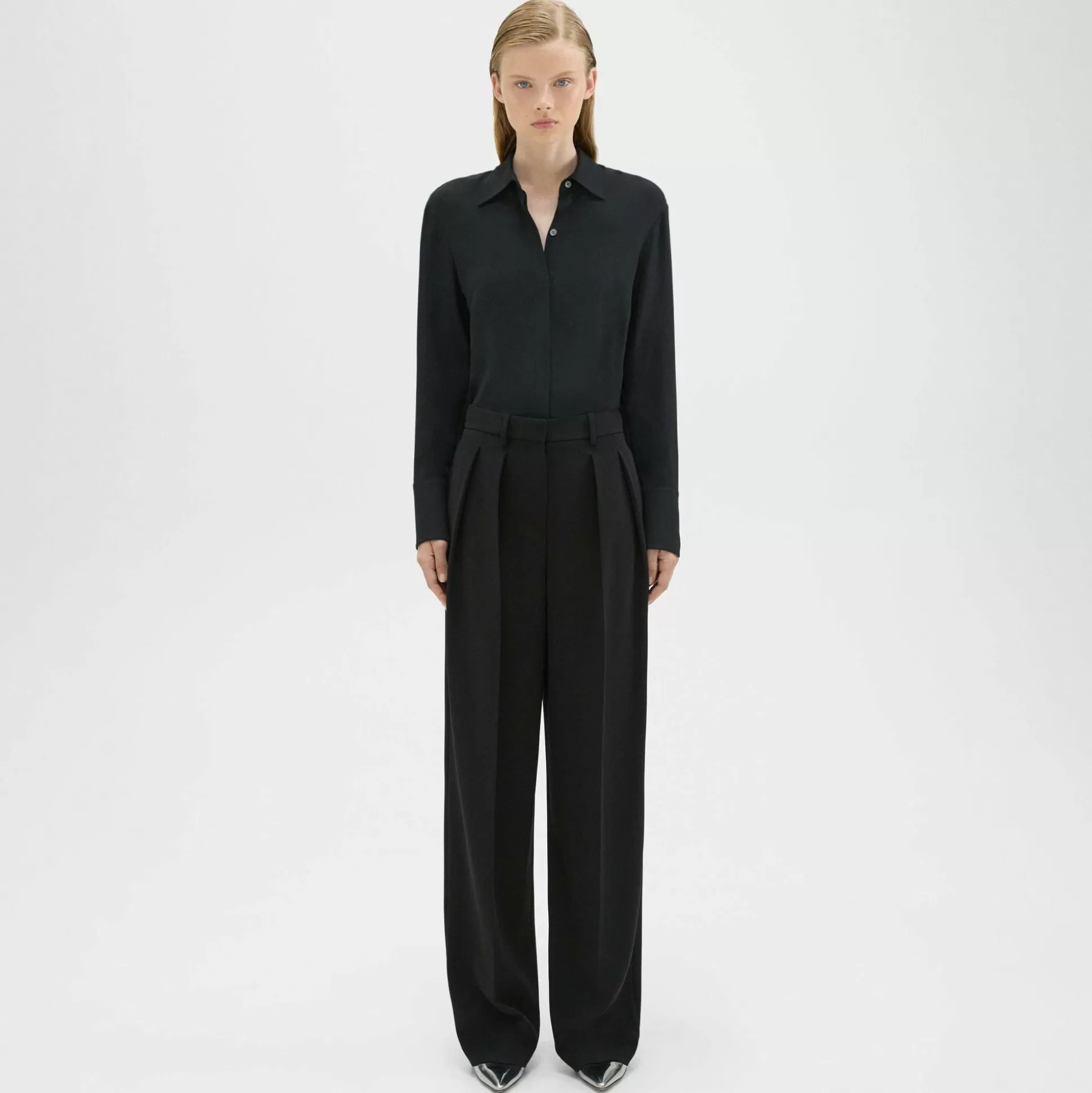 Theory Double Pleat Pant In Admiral Crepe-Women Suits | Pants