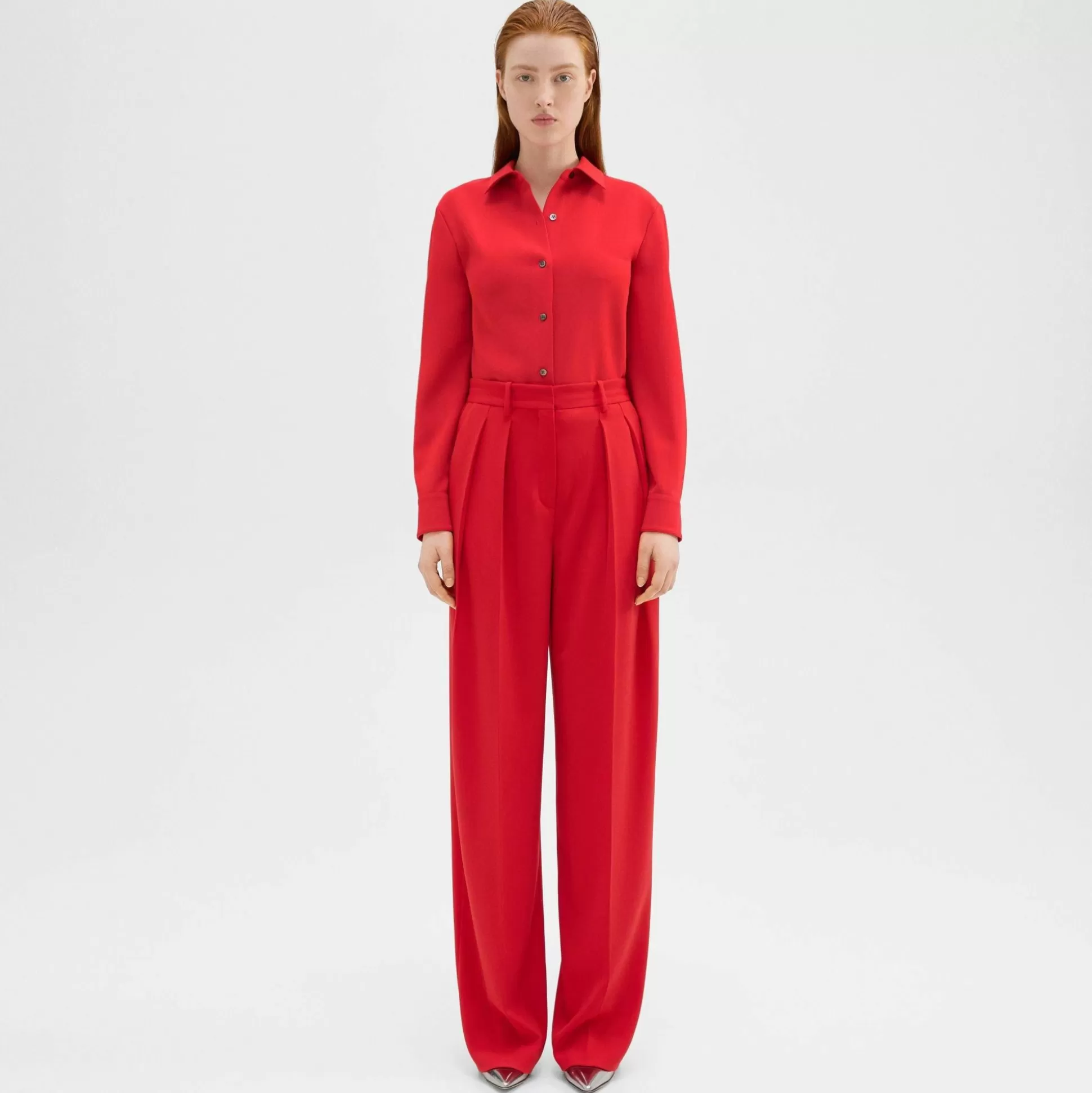 Theory Double Pleat Pant In Admiral Crepe-Women Suits | Pants