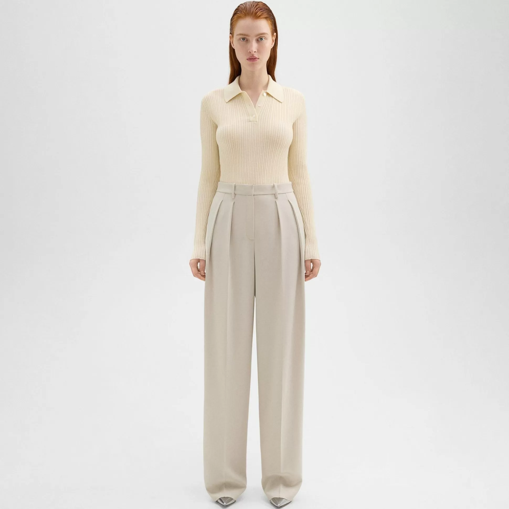 Theory Double Pleat Pant In Admiral Crepe-Women Suits | Pants