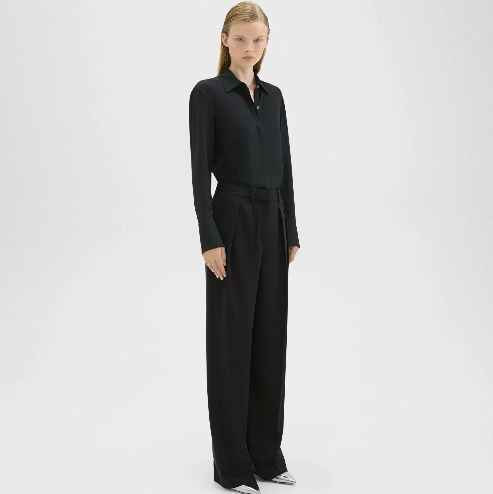 Theory Double Pleat Pant In Admiral Crepe-Women Suits | Pants