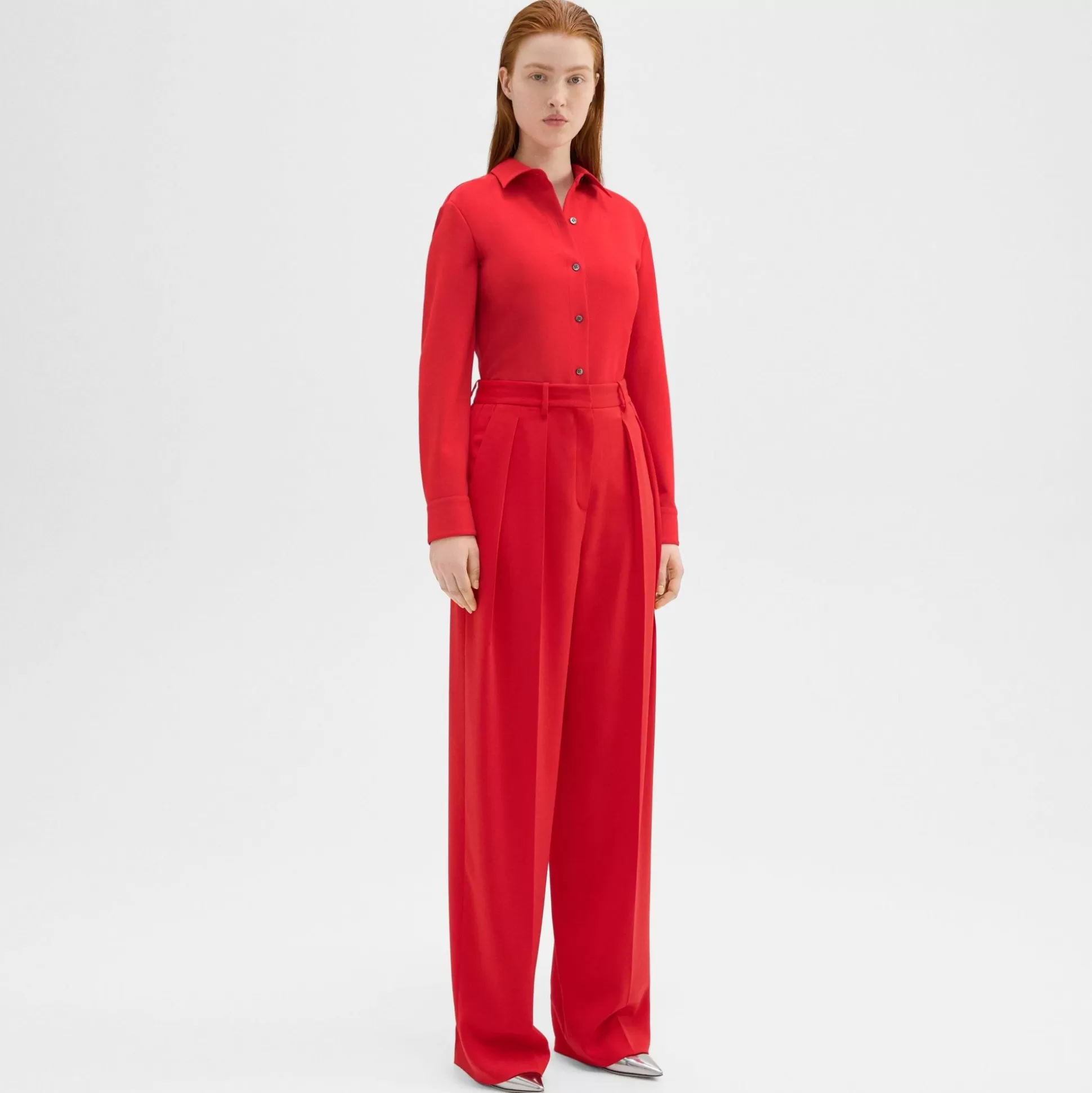 Theory Double Pleat Pant In Admiral Crepe-Women Suits | Pants