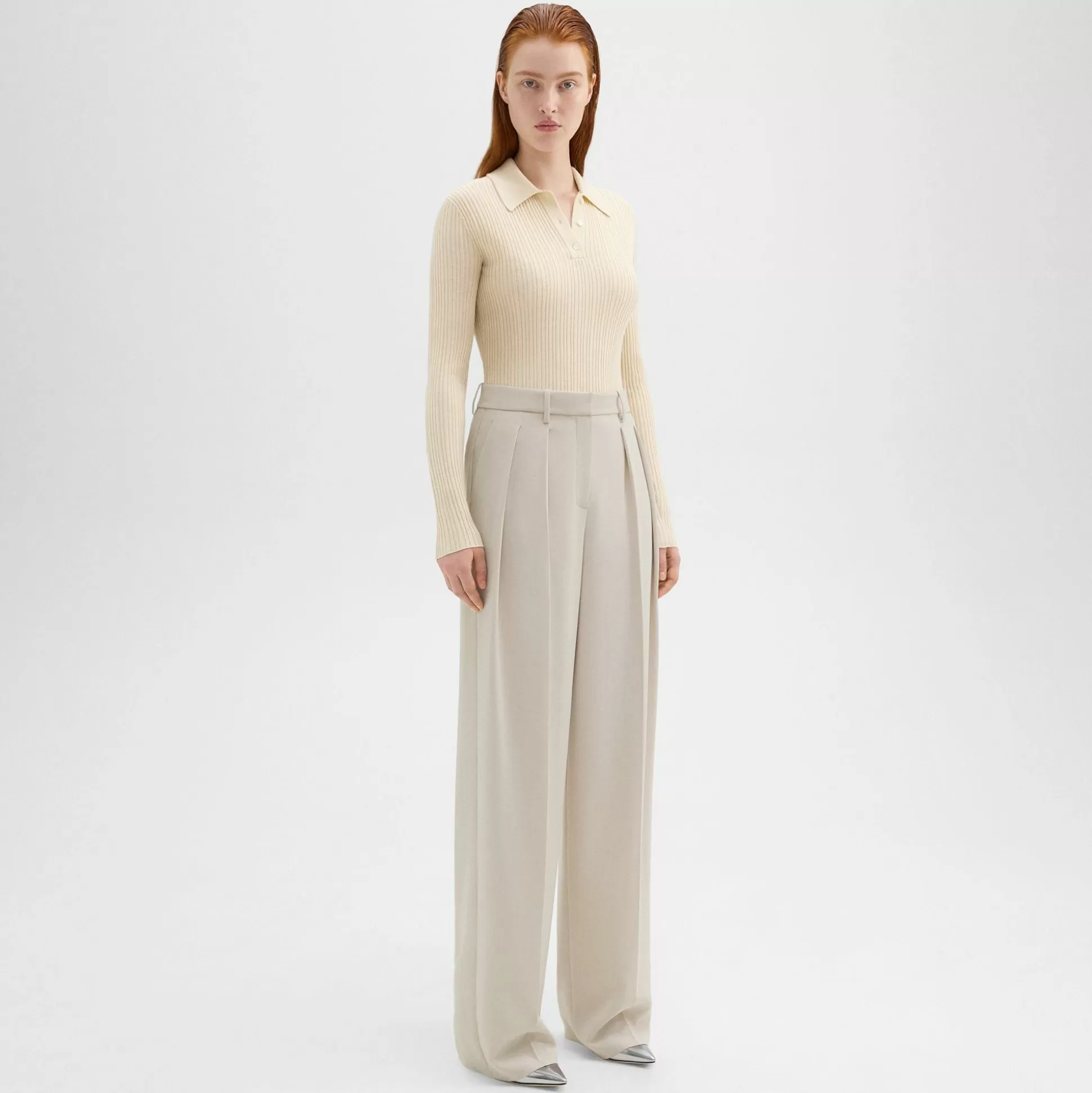 Theory Double Pleat Pant In Admiral Crepe-Women Suits | Pants