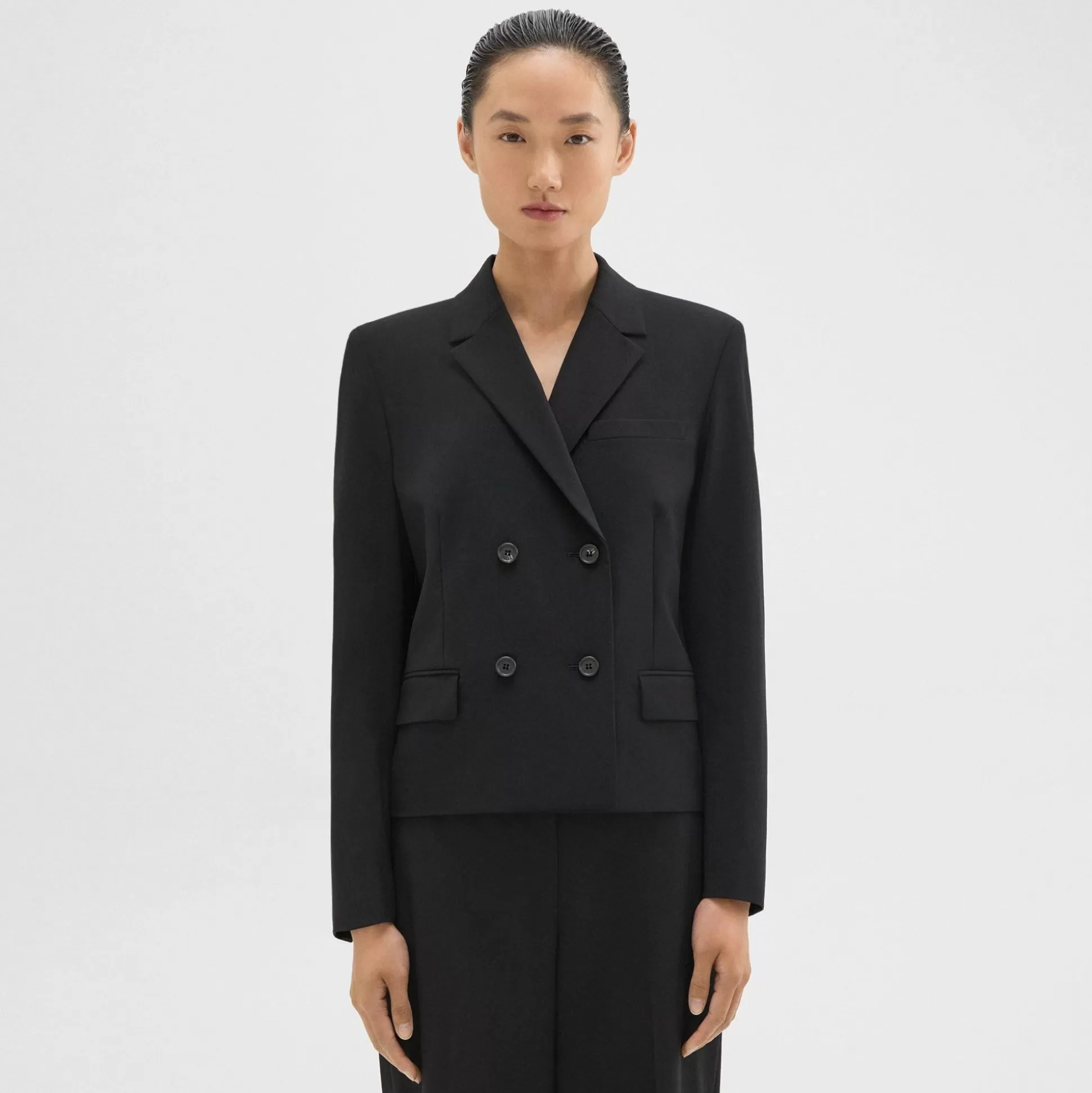 Theory Double-Breasted Blazer In Good Wool-Women Suits | Blazers + Jackets