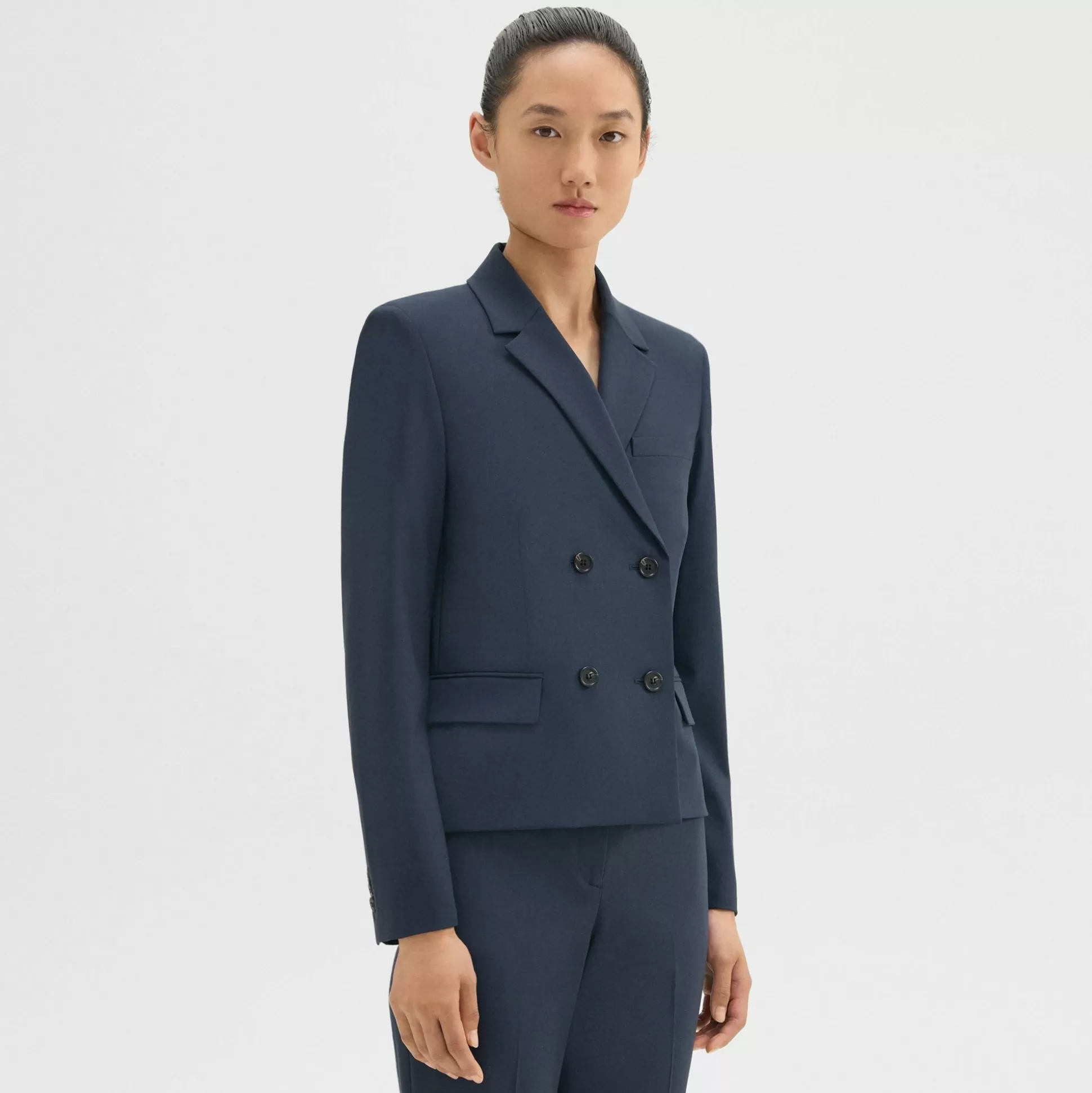 Theory Double-Breasted Blazer In Good Wool-Women Blazers + Jackets | Suits