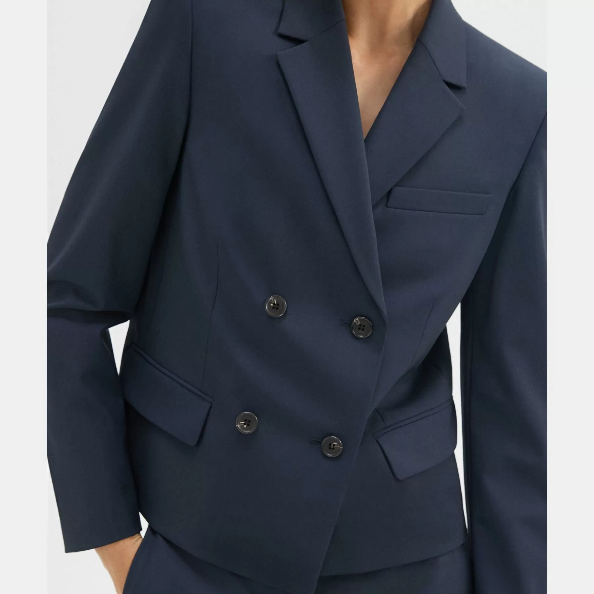 Theory Double-Breasted Blazer In Good Wool-Women Blazers + Jackets | Suits