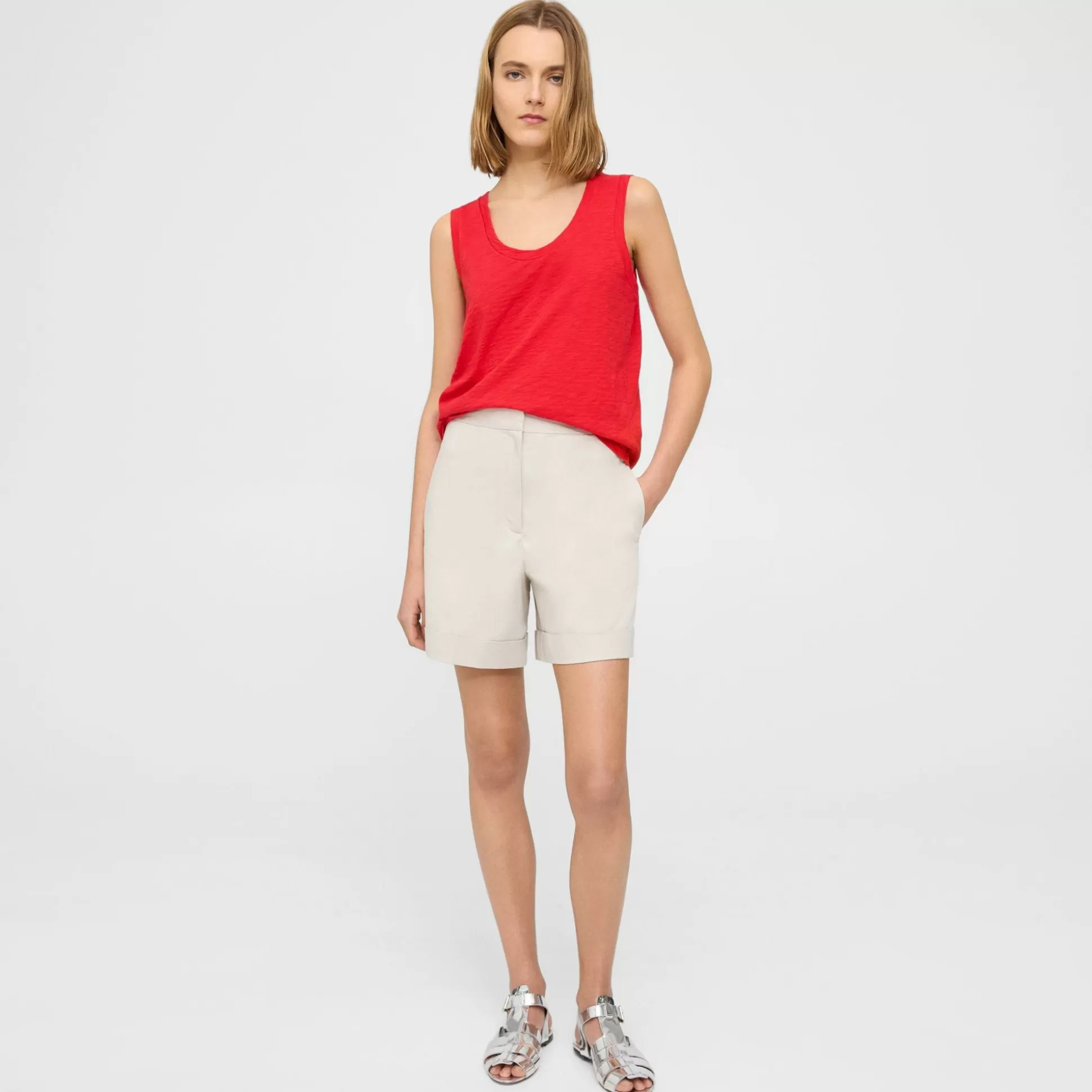 Theory Easy Tank Top In Organic Slub Cotton-Women T-Shirts