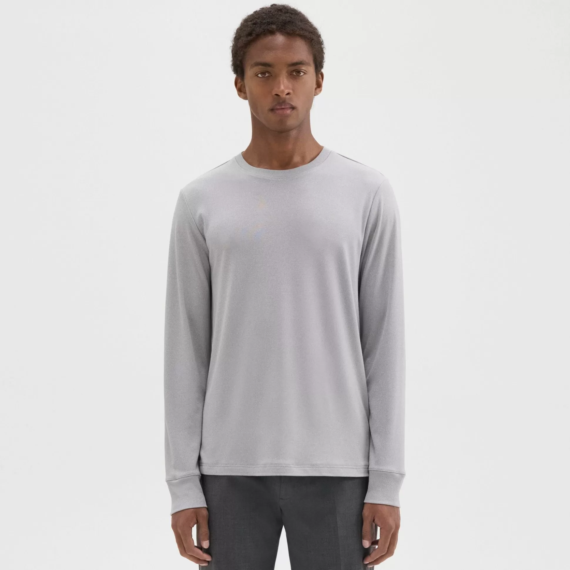 Theory Essential Long-Sleeve Tee In Anemone Modal Jersey-Men T-shirts + Polos