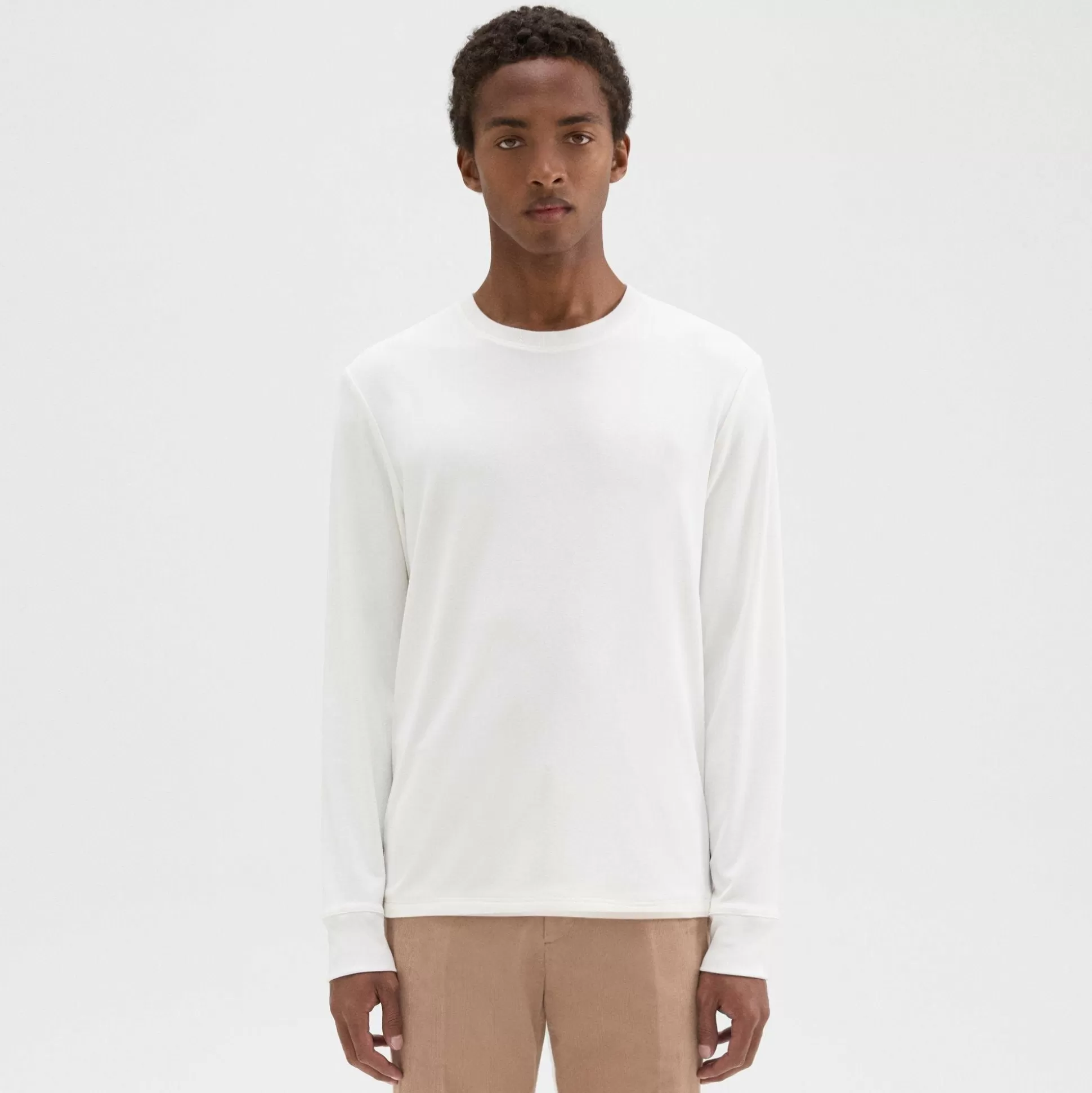 Theory Essential Long-Sleeve Tee In Anemone Modal Jersey-Men T-shirts + Polos