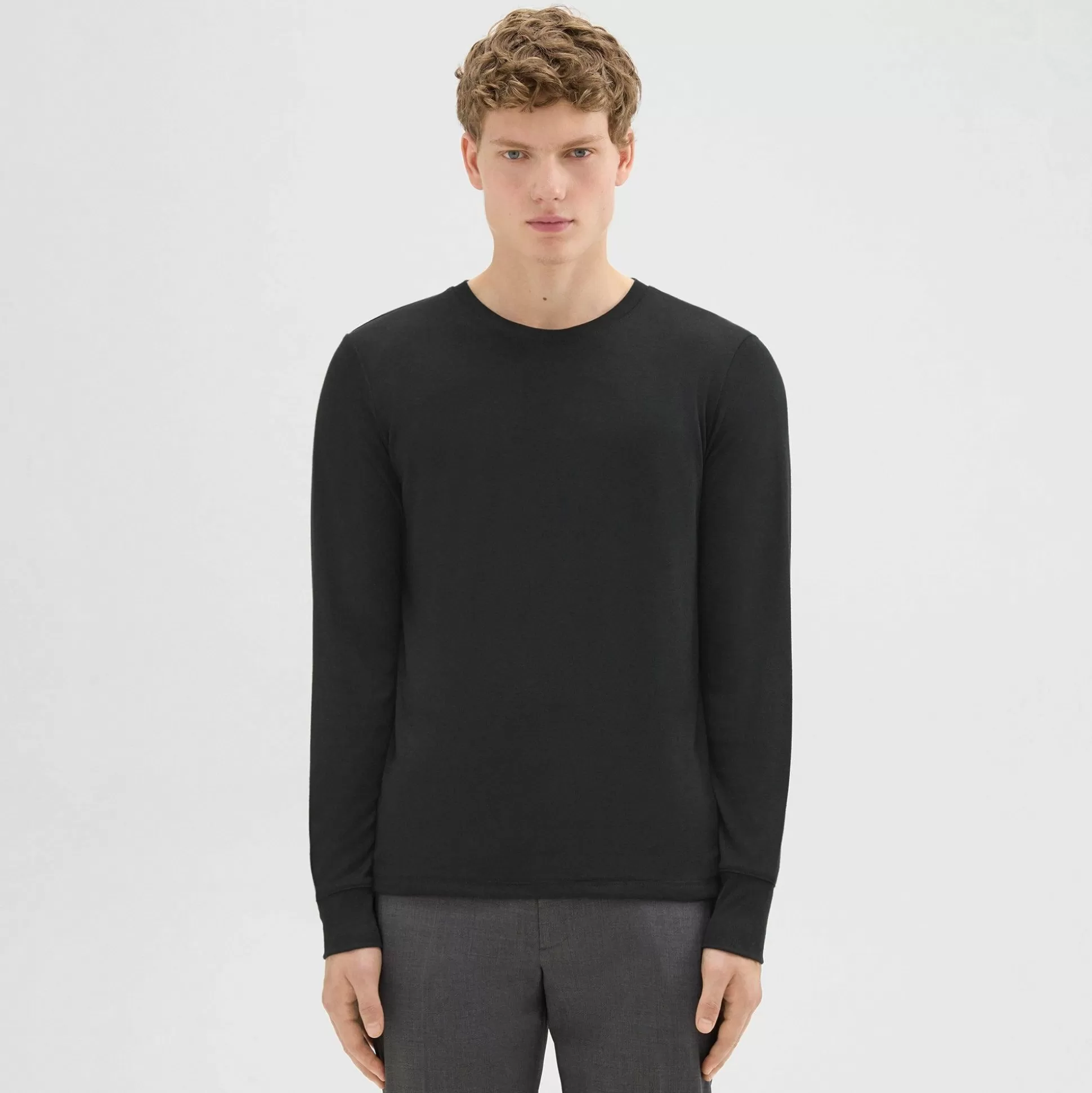 Theory Essential Long-Sleeve Tee In Anemone Modal Jersey-Men T-shirts + Polos