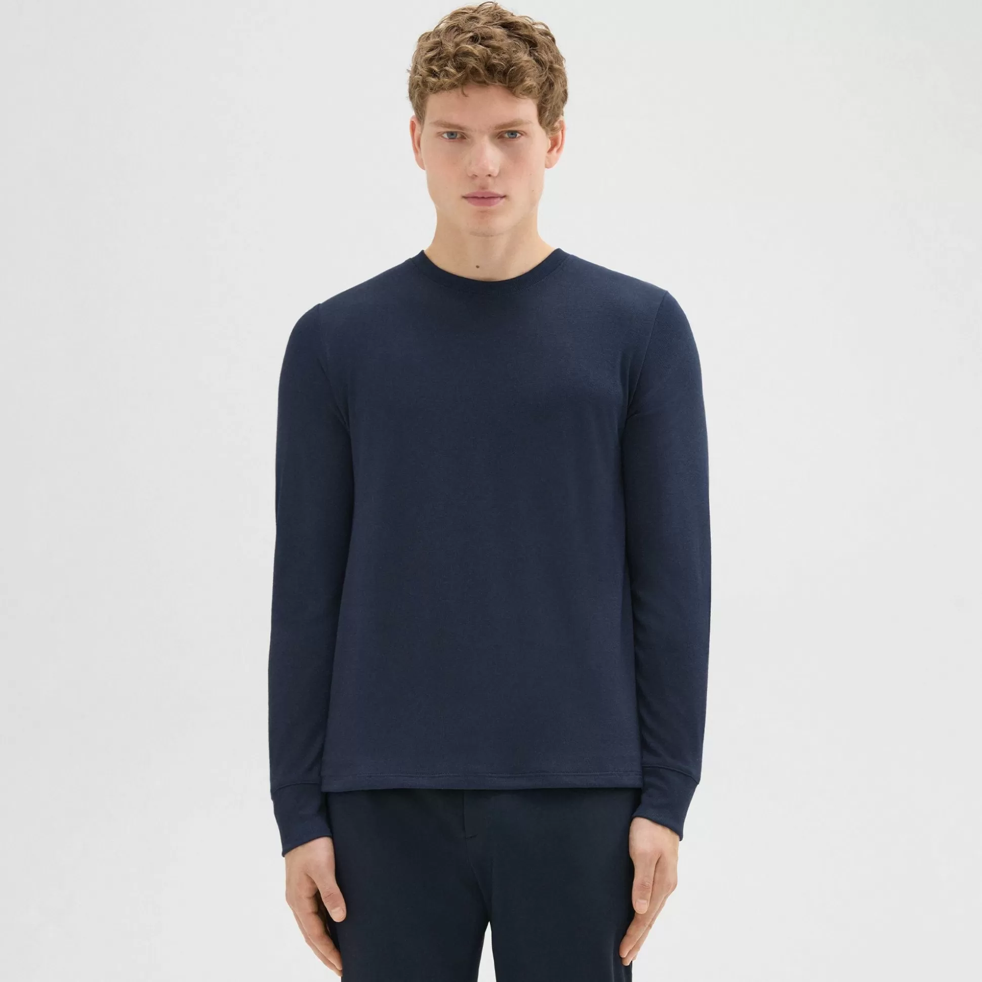 Theory Essential Long-Sleeve Tee In Anemone Modal Jersey-Men T-shirts + Polos