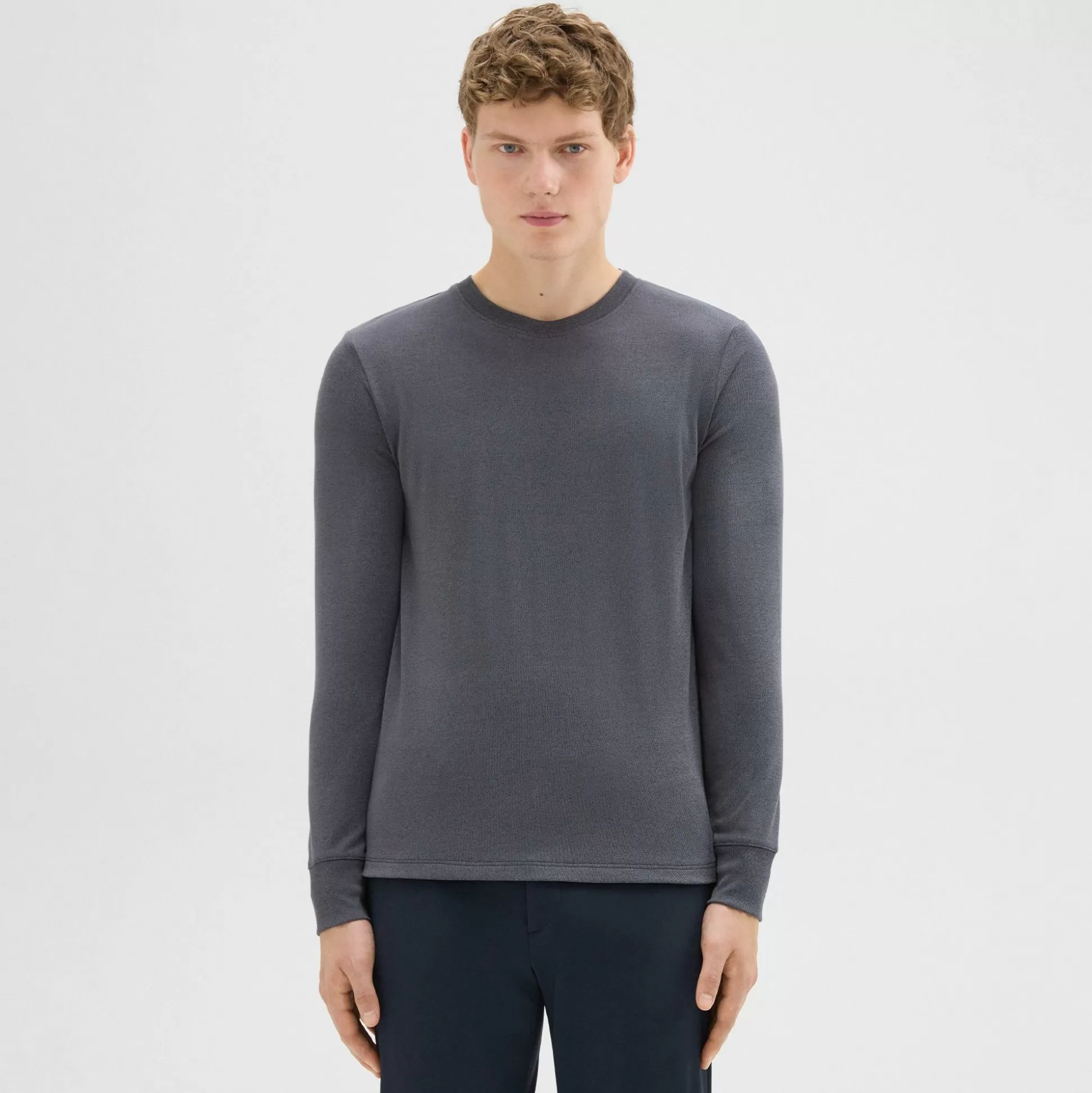 Theory Essential Long-Sleeve Tee In Anemone Modal Jersey-Men T-shirts + Polos