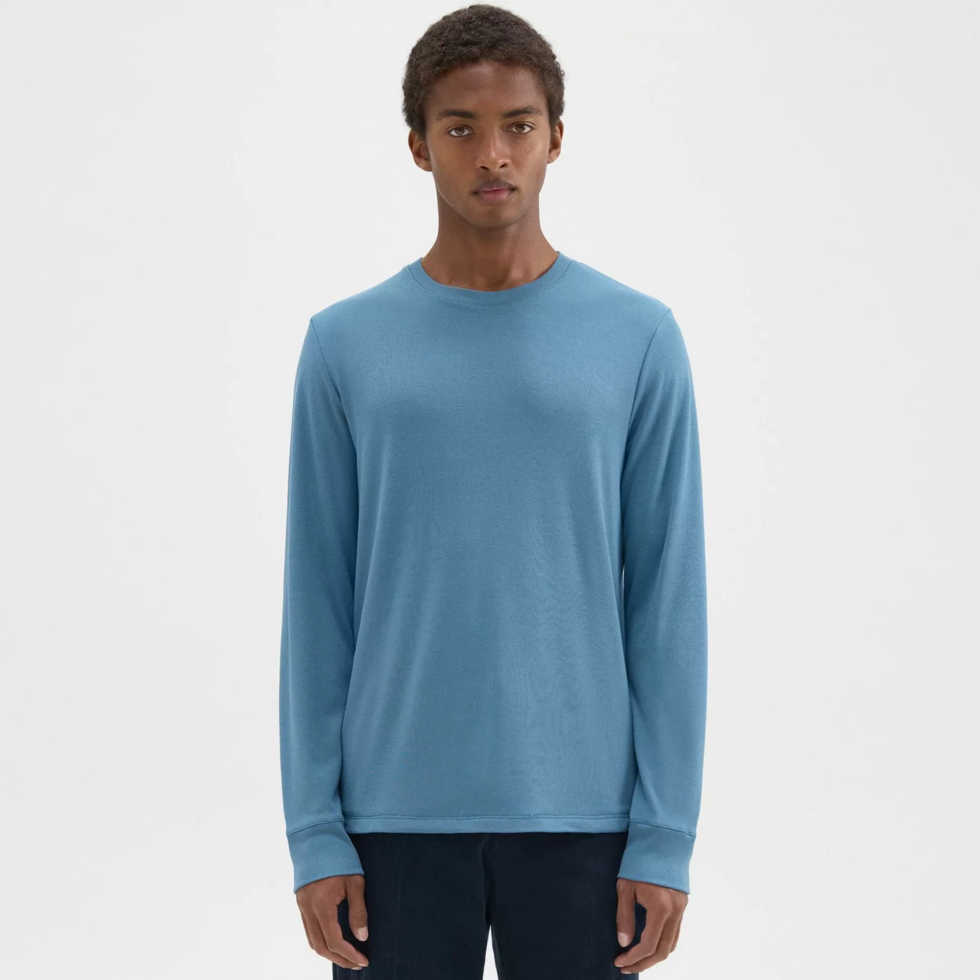 Theory Essential Long-Sleeve Tee In Anemone Modal Jersey-Men T-shirts + Polos