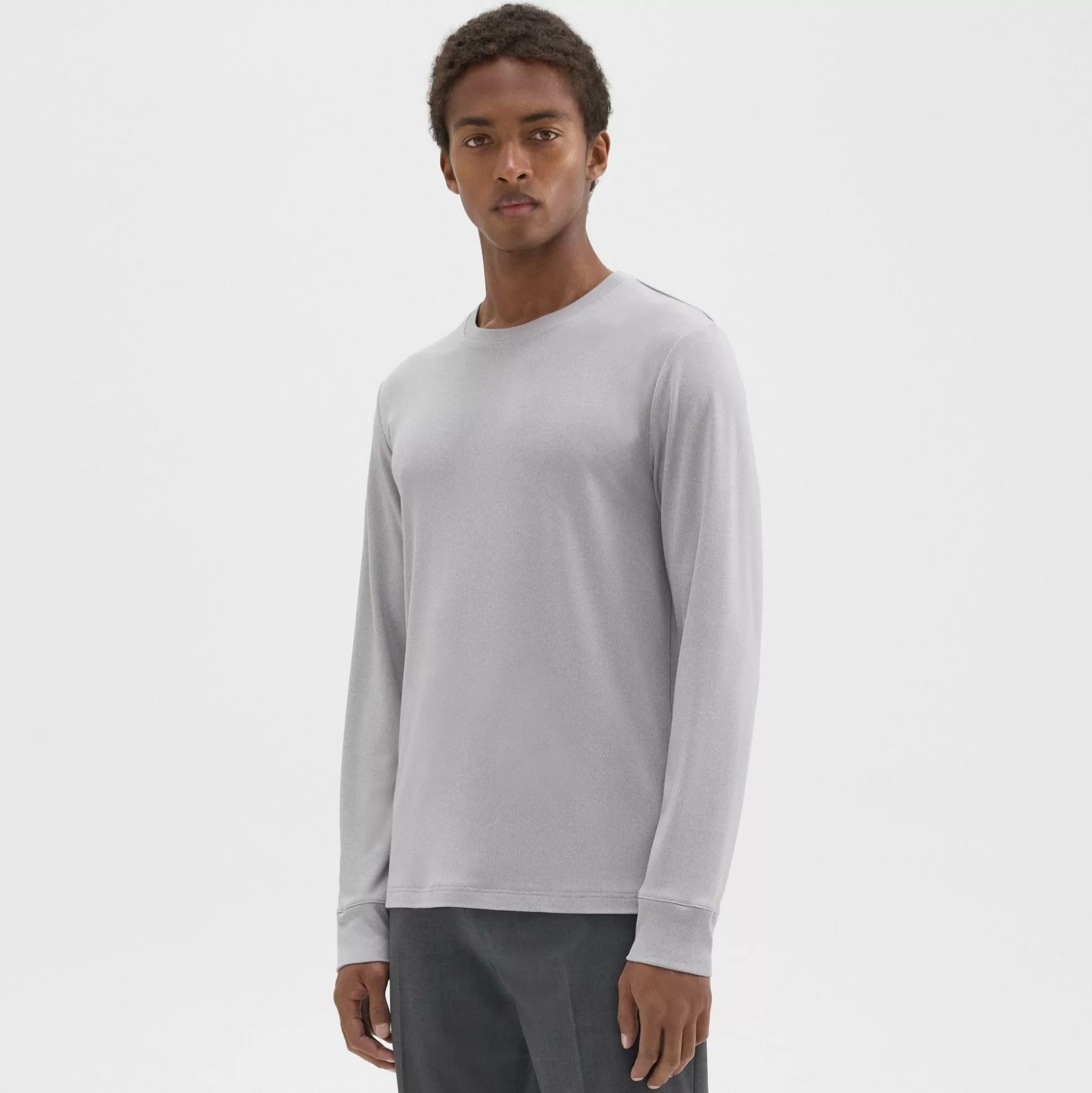 Theory Essential Long-Sleeve Tee In Anemone Modal Jersey-Men T-shirts + Polos