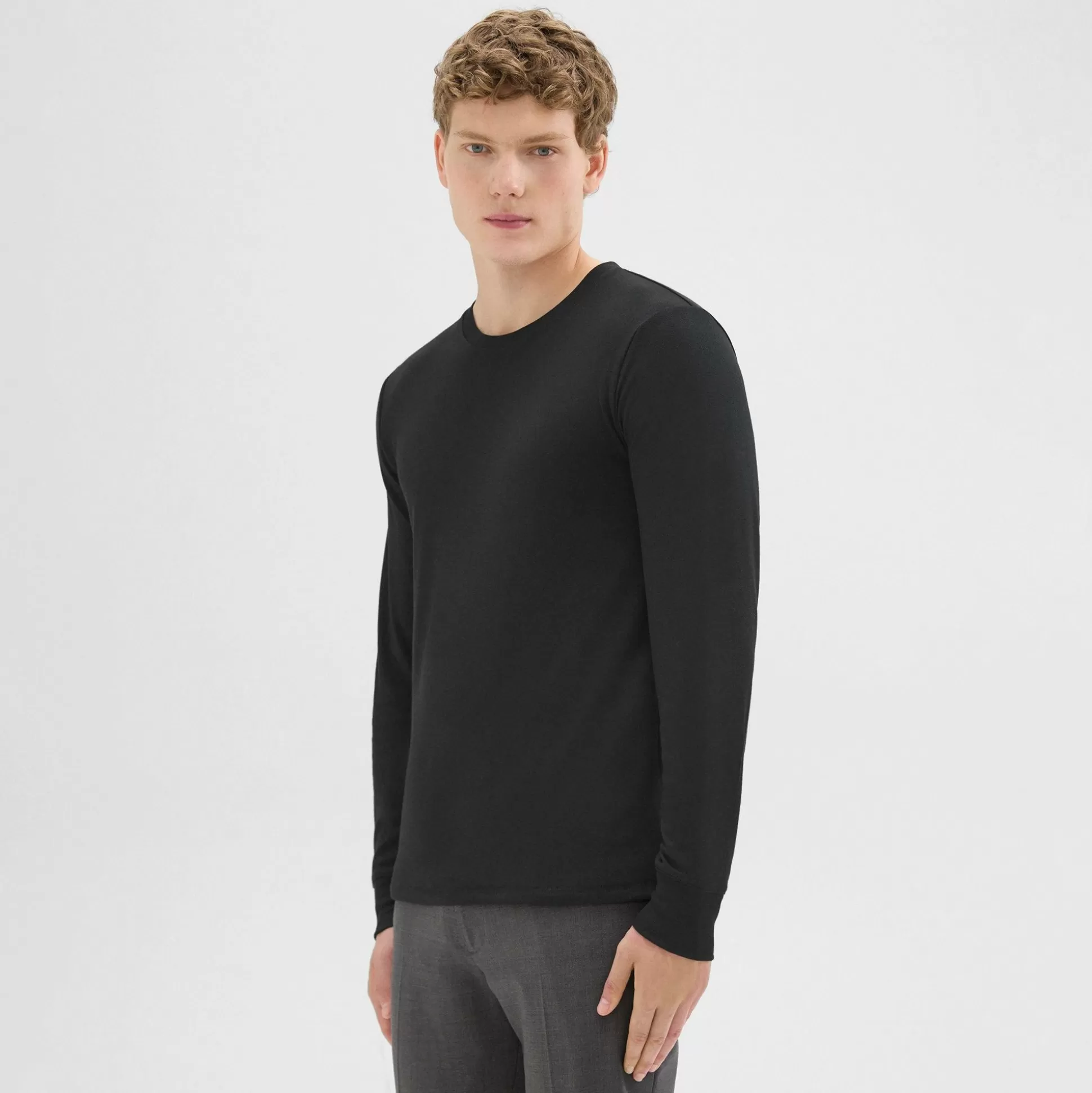 Theory Essential Long-Sleeve Tee In Anemone Modal Jersey-Men T-shirts + Polos