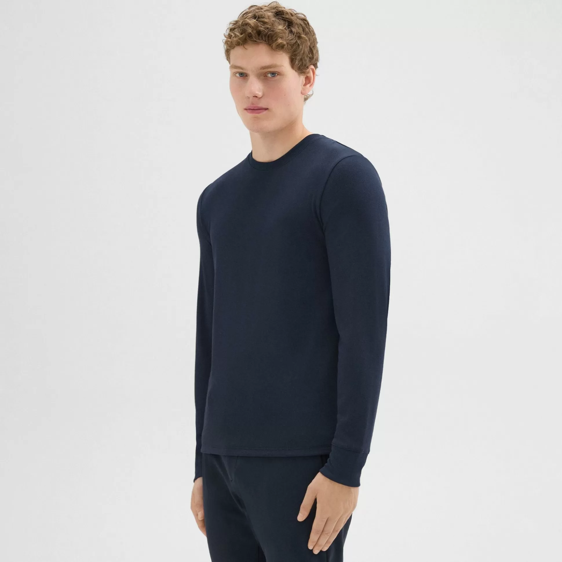 Theory Essential Long-Sleeve Tee In Anemone Modal Jersey-Men T-shirts + Polos