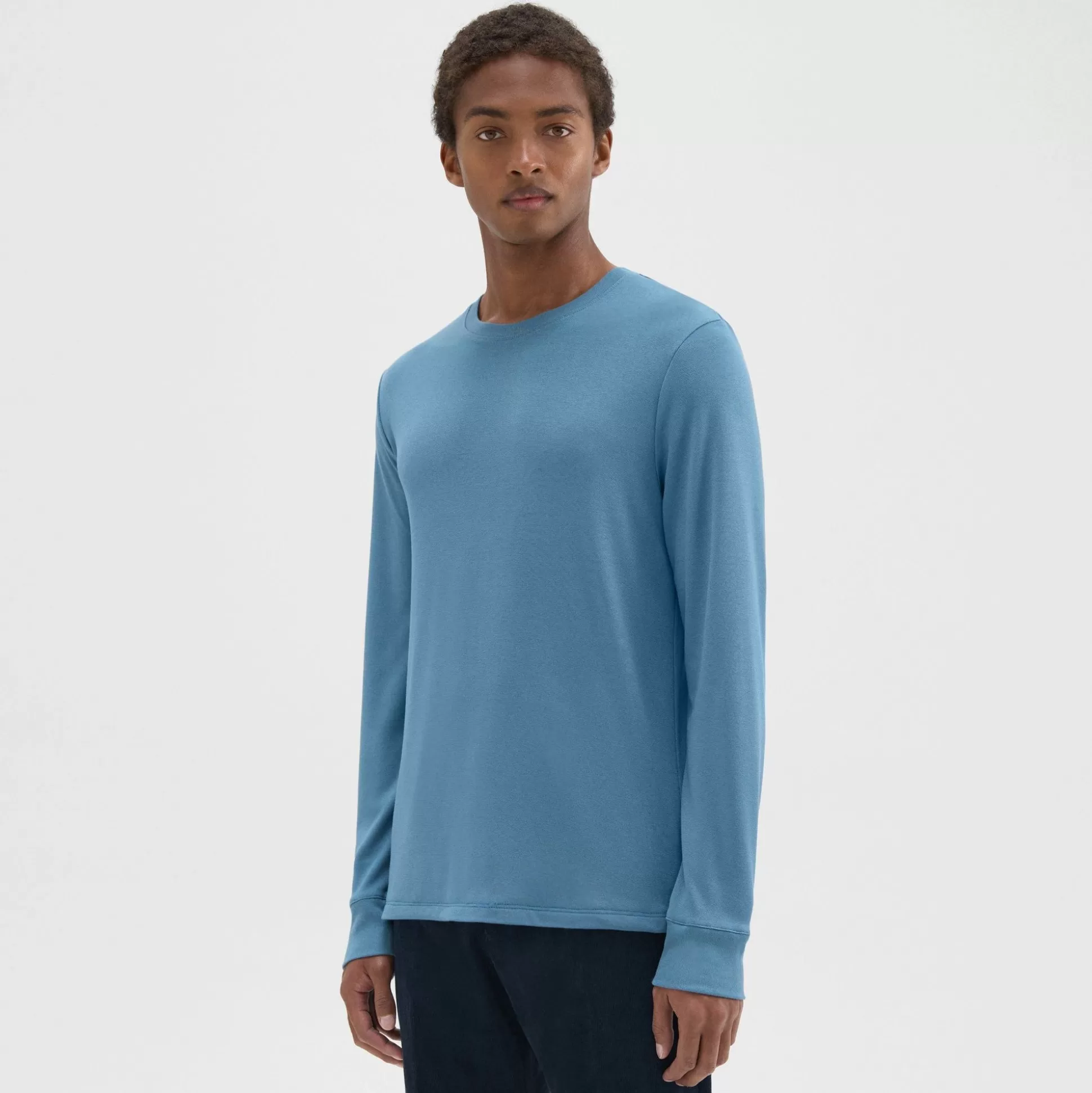 Theory Essential Long-Sleeve Tee In Anemone Modal Jersey-Men T-shirts + Polos