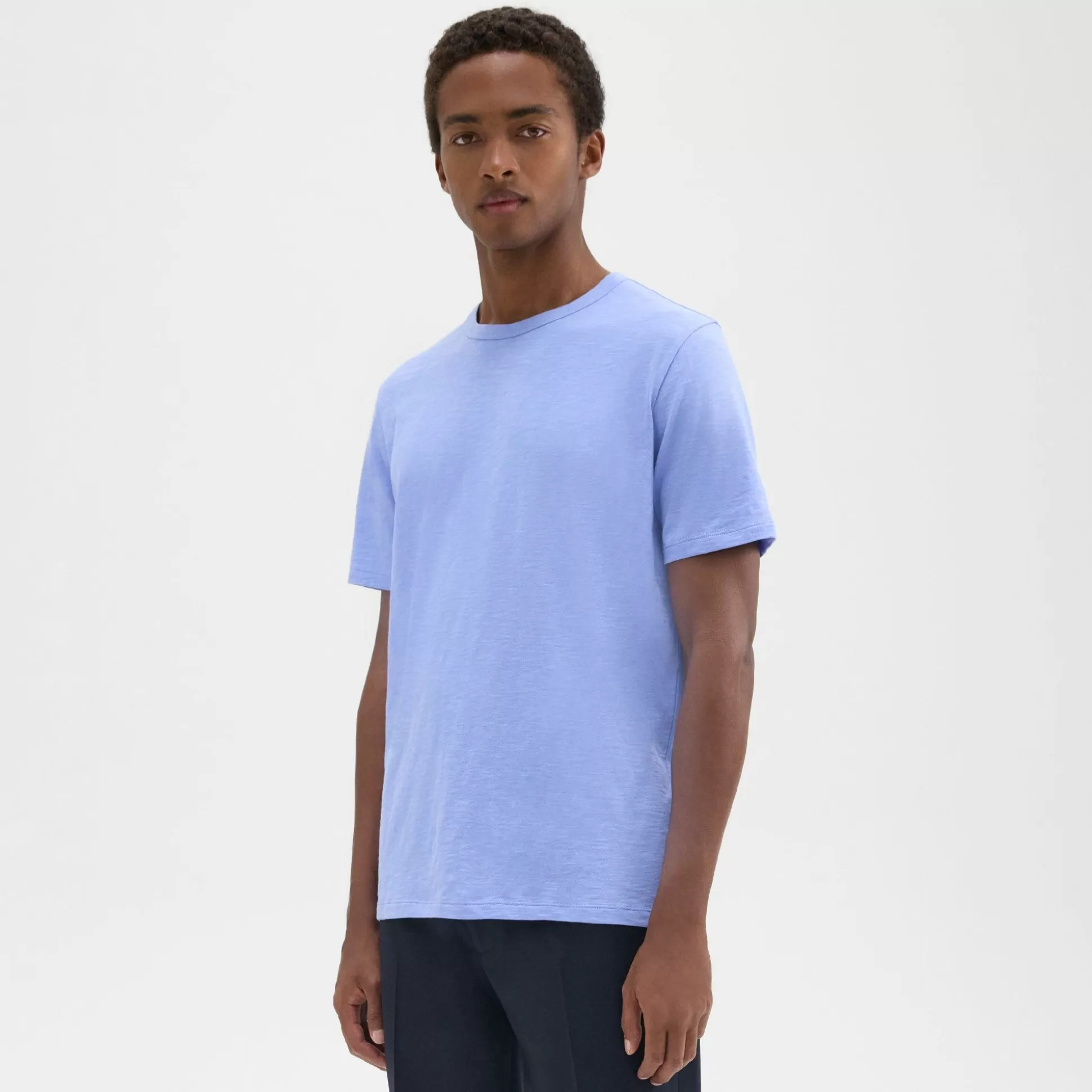 Theory Essential Tee In Cosmos Slub Cotton-Men T-shirts + Polos