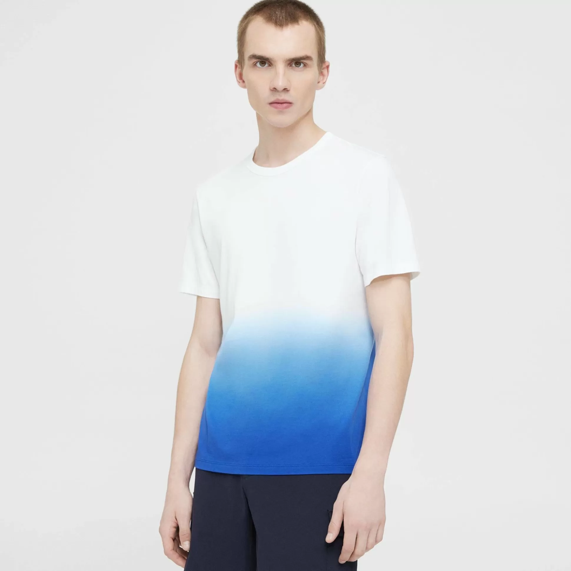 Theory Essential Tee In Dip-Dyed Cotton-Men T-shirts + Polos