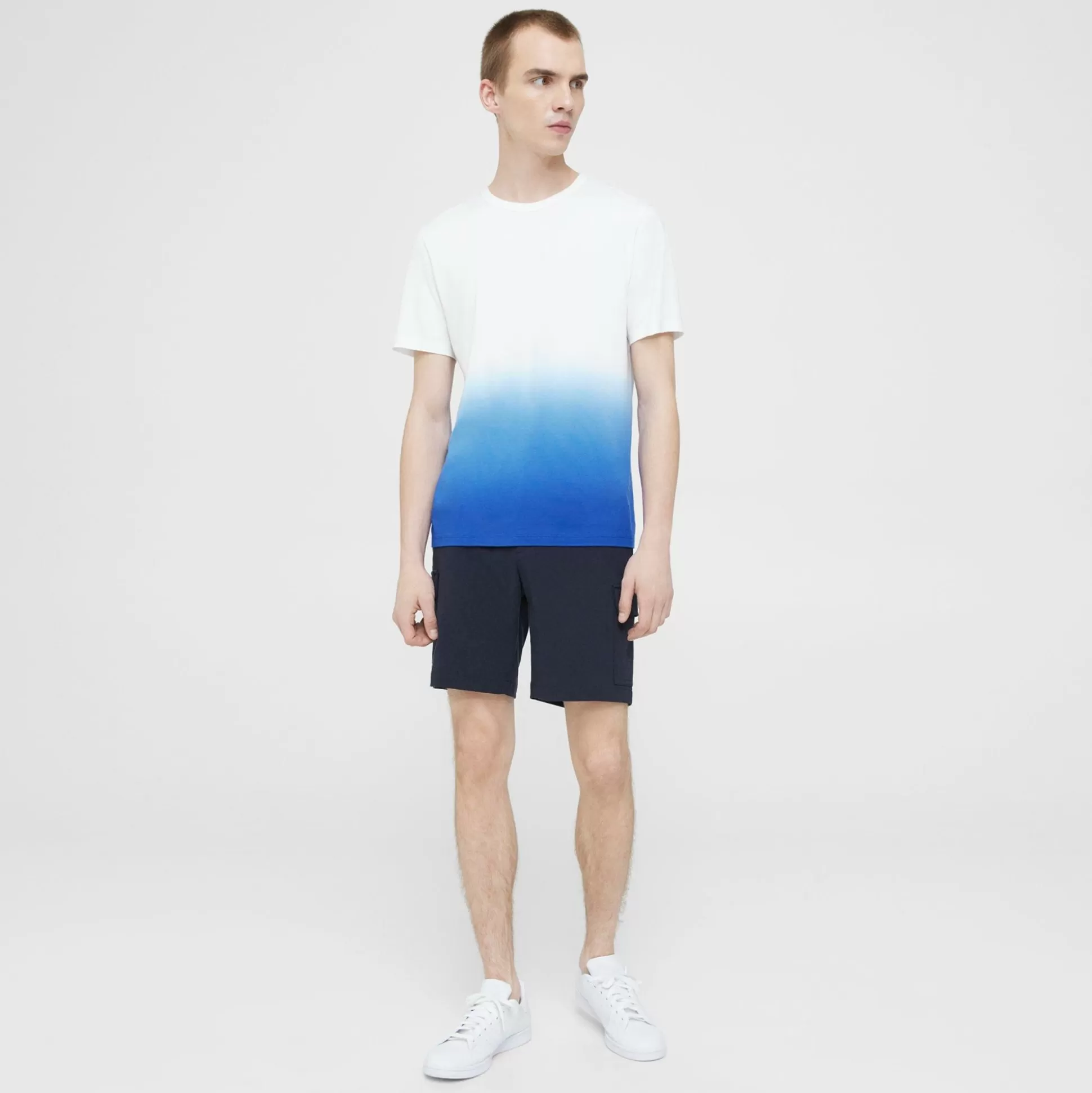 Theory Essential Tee In Dip-Dyed Cotton-Men T-shirts + Polos