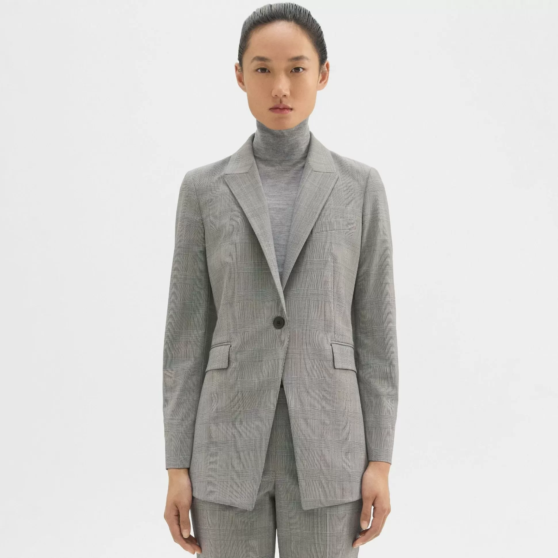 Theory Etiennette Blazer In Plaid Stretch Wool-Women Suits | Blazers + Jackets