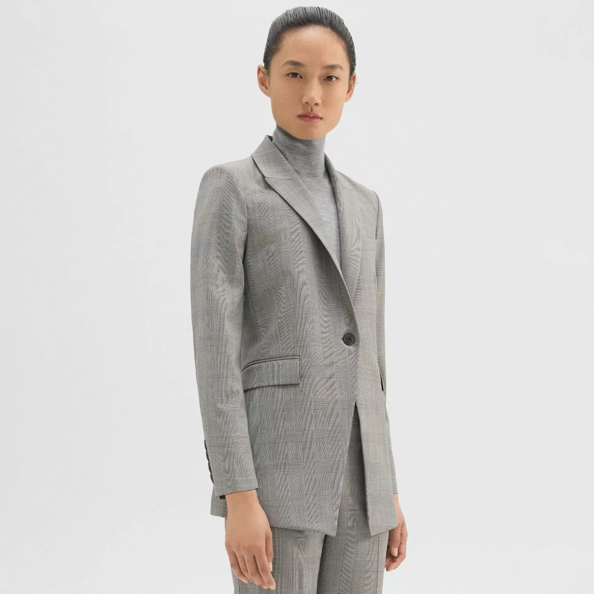 Theory Etiennette Blazer In Plaid Stretch Wool-Women Suits | Blazers + Jackets