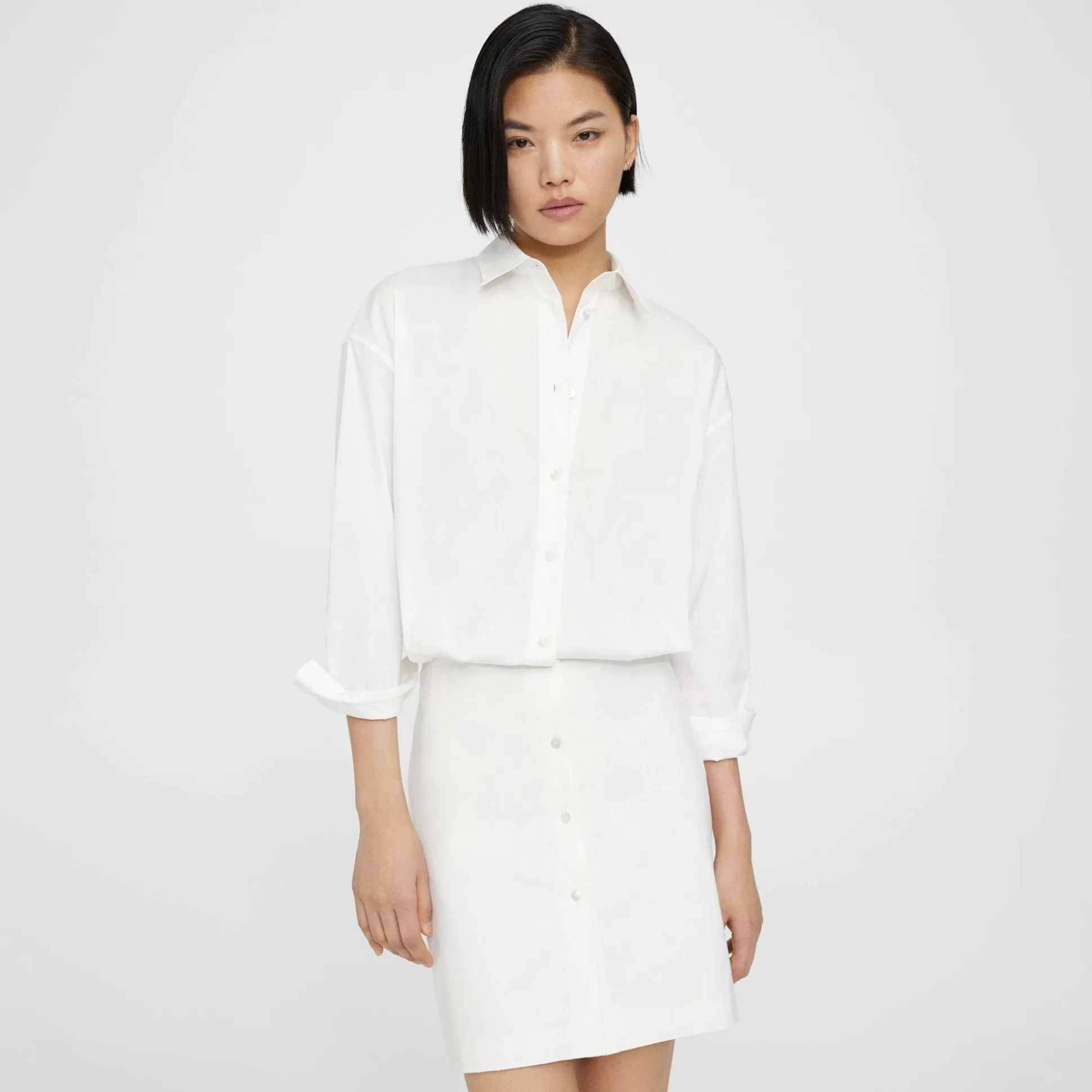 Theory Fitted Shirt Dress In Good Cotton-Women Dresses