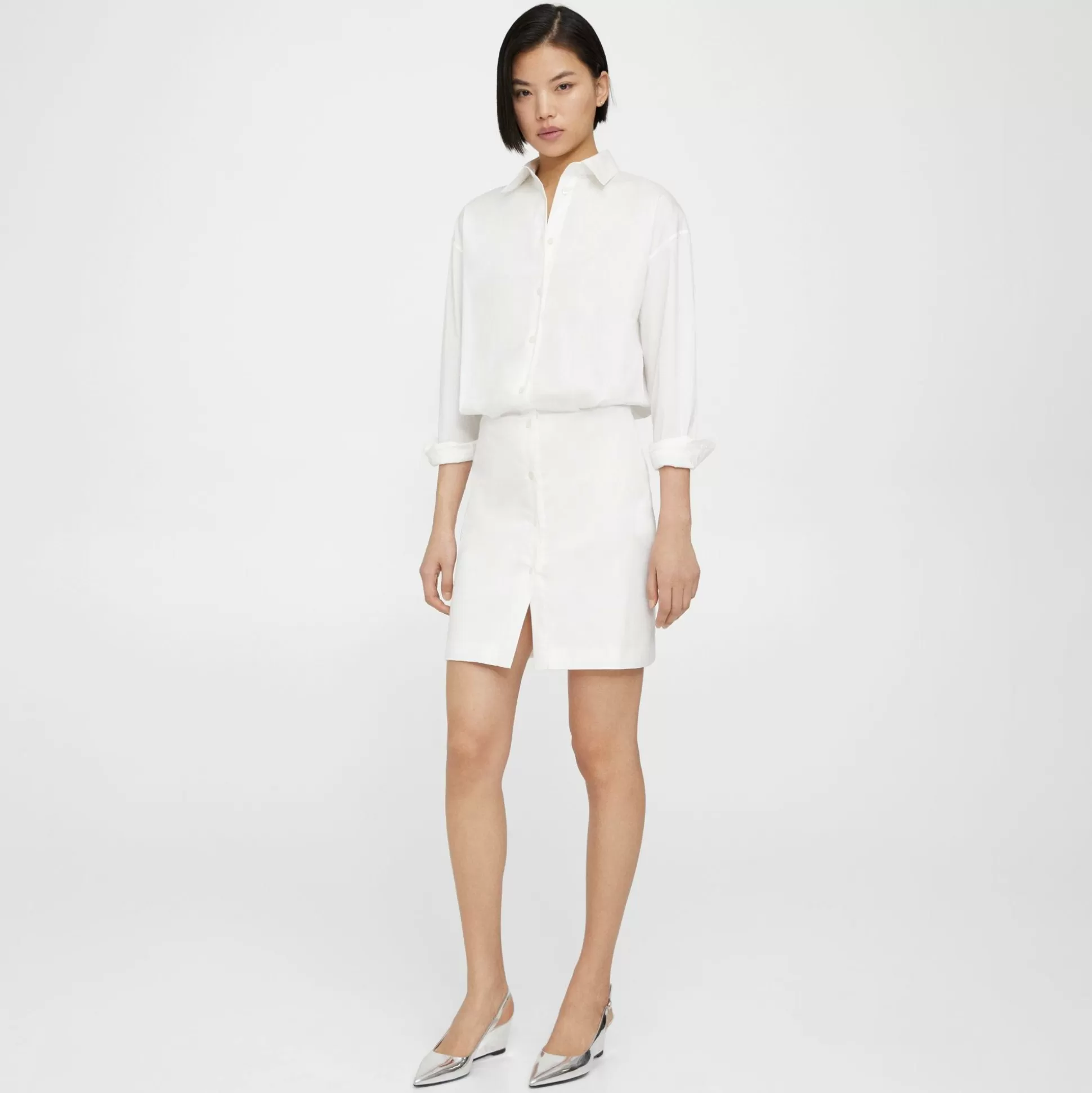 Theory Fitted Shirt Dress In Good Cotton-Women Dresses