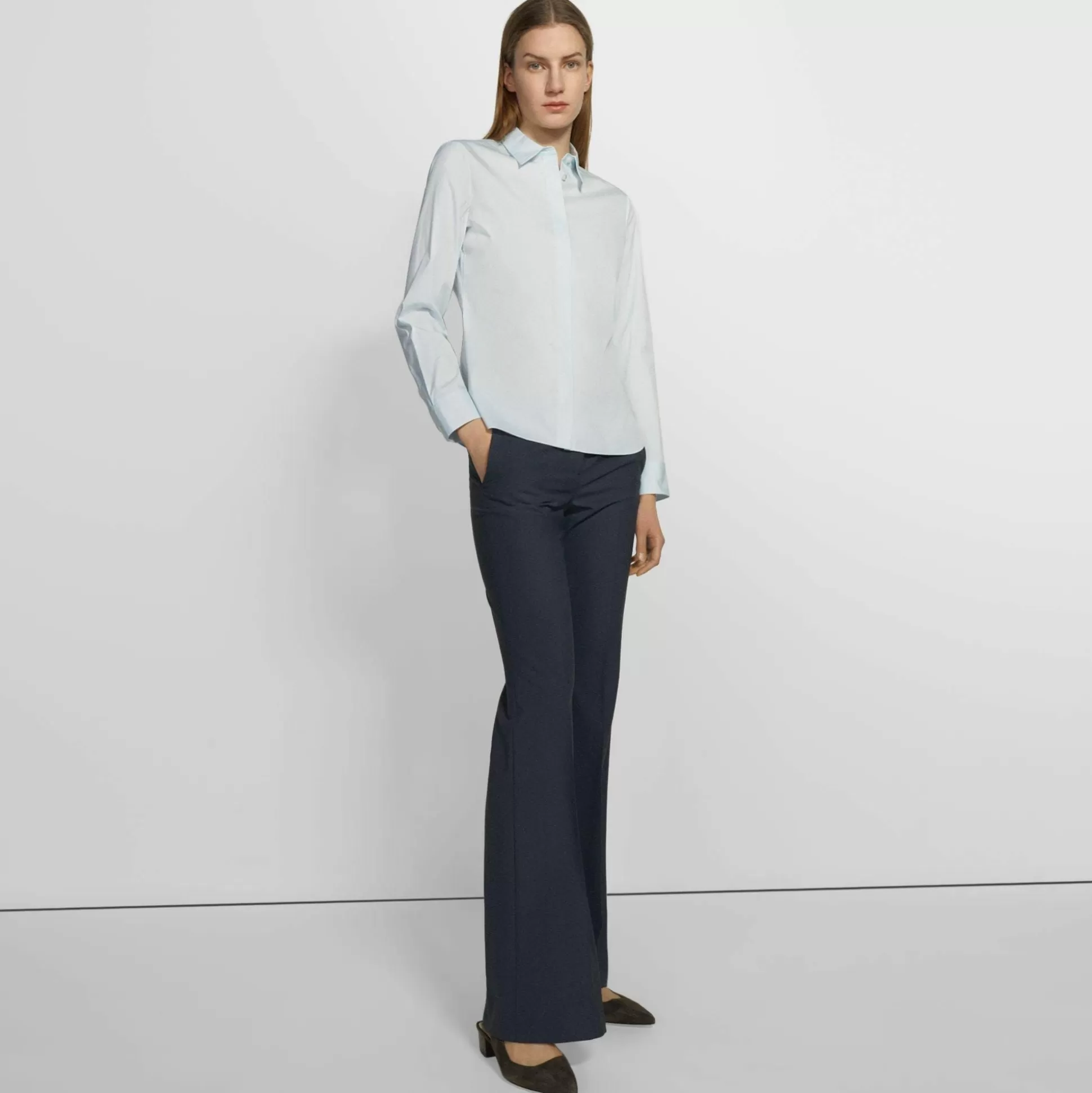 Theory Fitted Shirt In Good Cotton-Women Tops