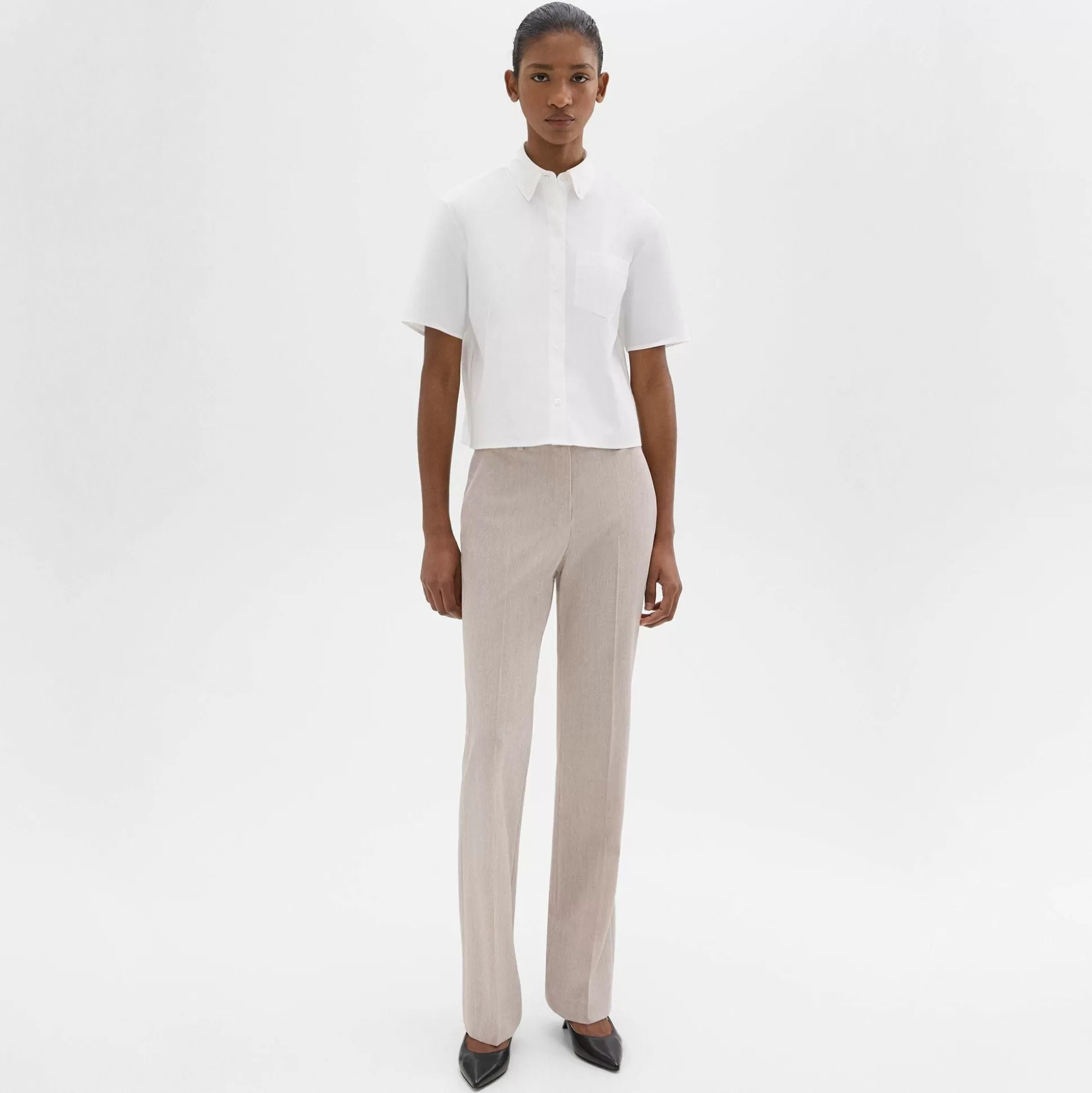 Theory Flared Full-Length Pant In Good Wool-Women Suits | Pants